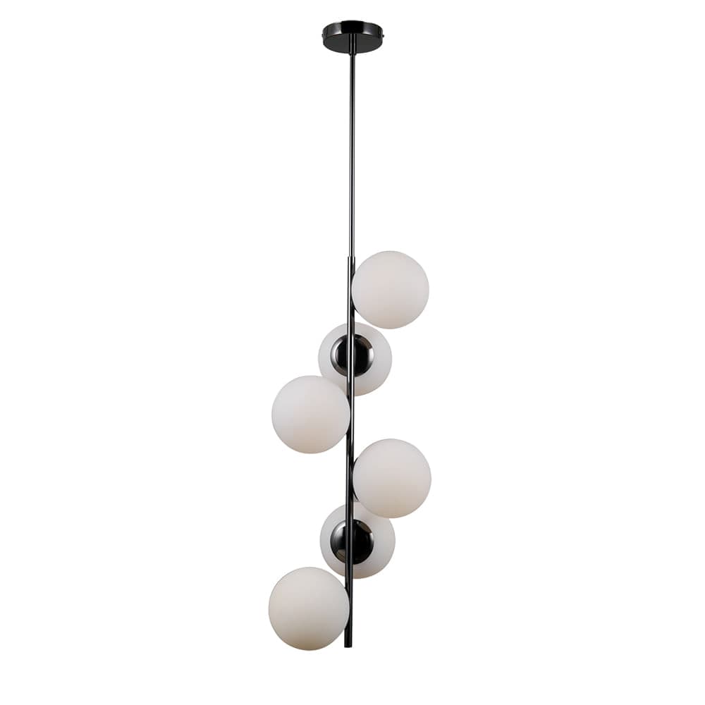 PENDENTE PETIT POA CROMO NEGRO E BRANCO 6xE27 BOLINHA MAX 5W — imagem 1 do catálogo Bella