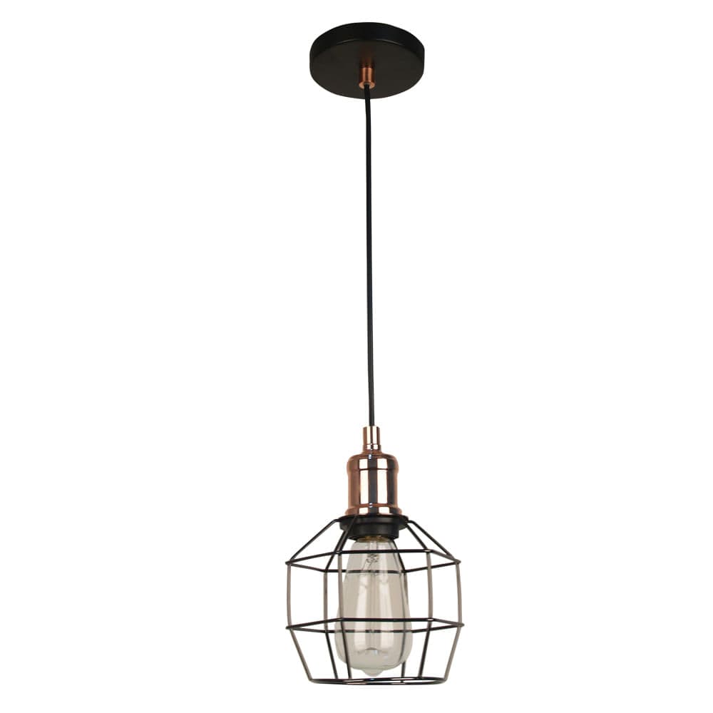 PENDENTE CAGE COBRE E PRETO 1xE27 BULBO MAX 40W — imagem 1 do catálogo Bella