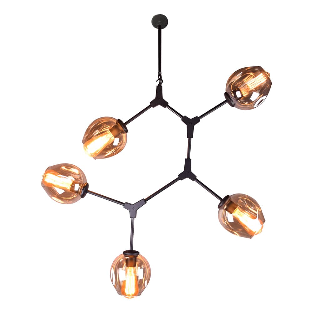 PENDENTE ORBE PRETO E CHAMPANHE 5xE27 BULBO MAX 40W — imagem 1 do catálogo Bella