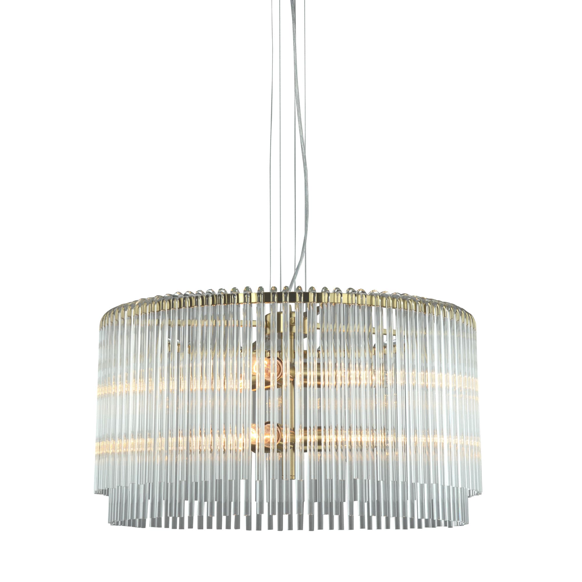 PENDENTE CANE TRANSPARENTE E DOURADO 6xE27 BULBO MAX 40W — imagem 1 do catálogo Bella