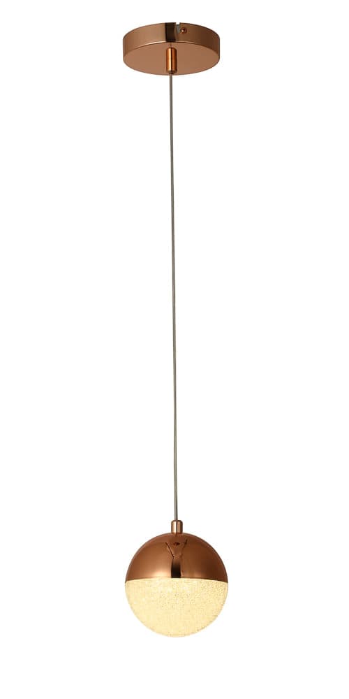 PENDENTE MEDIA LUNA COBRE E TRANSPARENTE 1xLED 6W — imagem 1 do catálogo Bella