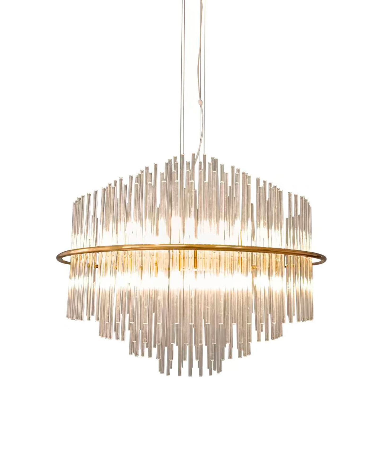 PENDENTE DOPPLER TRANSPARENTE E DOURADO 16xG9 MAX 5W — imagem 1 do catálogo Bella