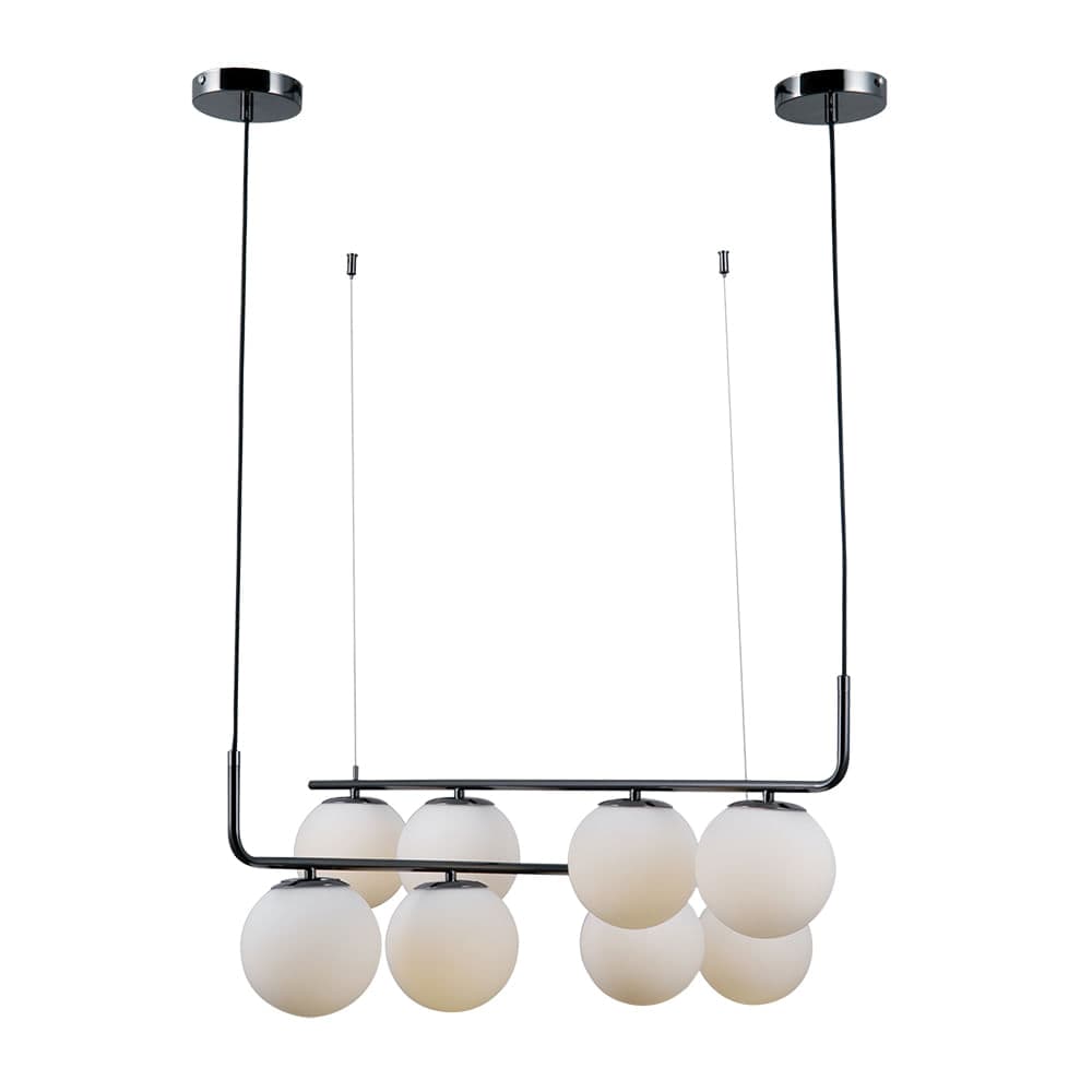 PENDENTE PETIT POA CROMO NEGRO E BRANCO 8xE27 BOLINHA MAX 5W — imagem 1 do catálogo Bella