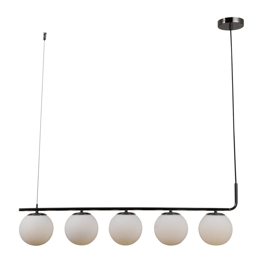 PENDENTE PETIT POA CROMO NEGRO E BRANCO 5xE27 BOLINHA MAX 5W — imagem 1 do catálogo Bella