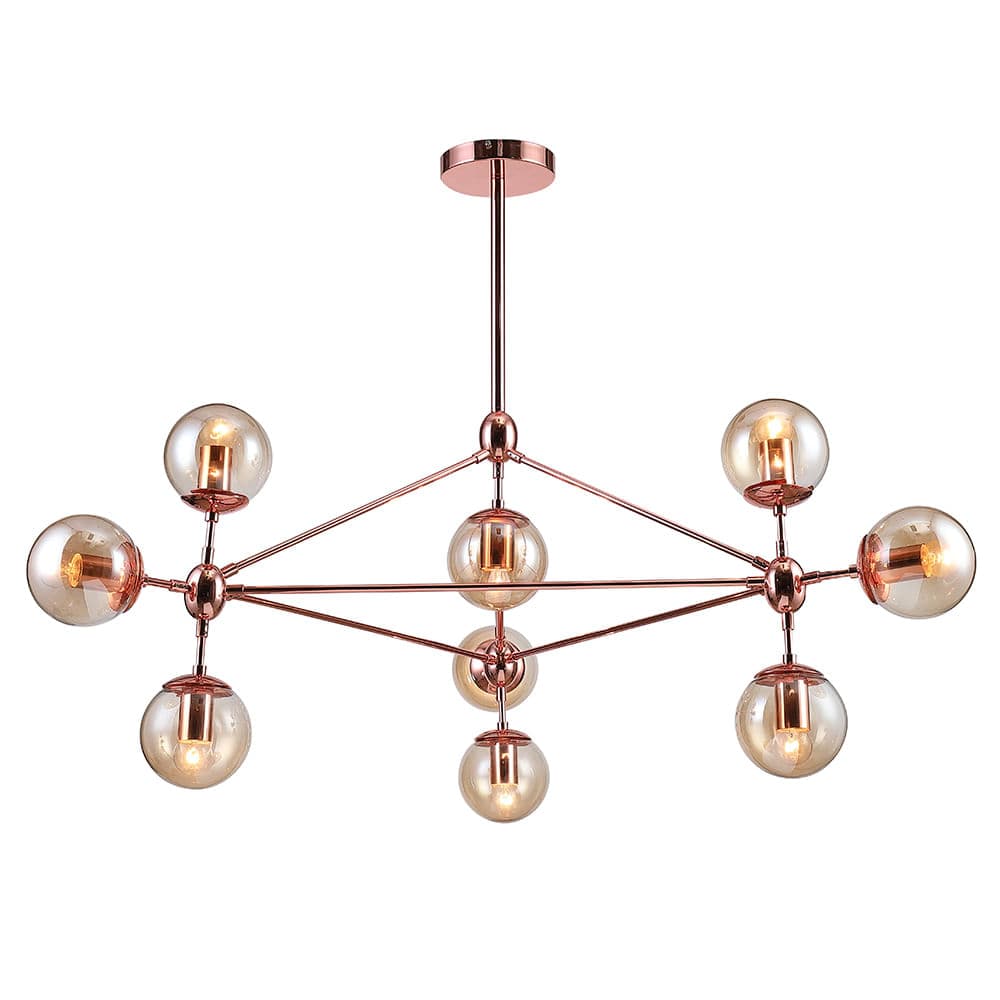 PENDENTE ORBE COBRE E CHAMPANHE 10xE27 BOLINHA MAX 40W — imagem 1 do catálogo Bella