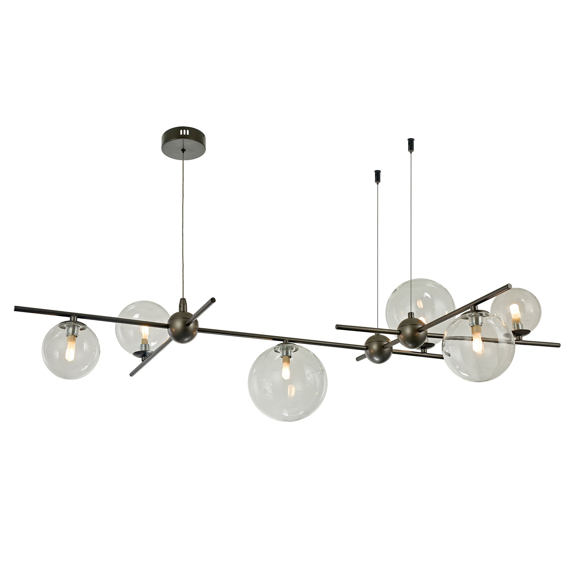 PENDENTE AERO TRANSPARENTE E GRAFITE 6xLED 3W — imagem 1 do catálogo Bella