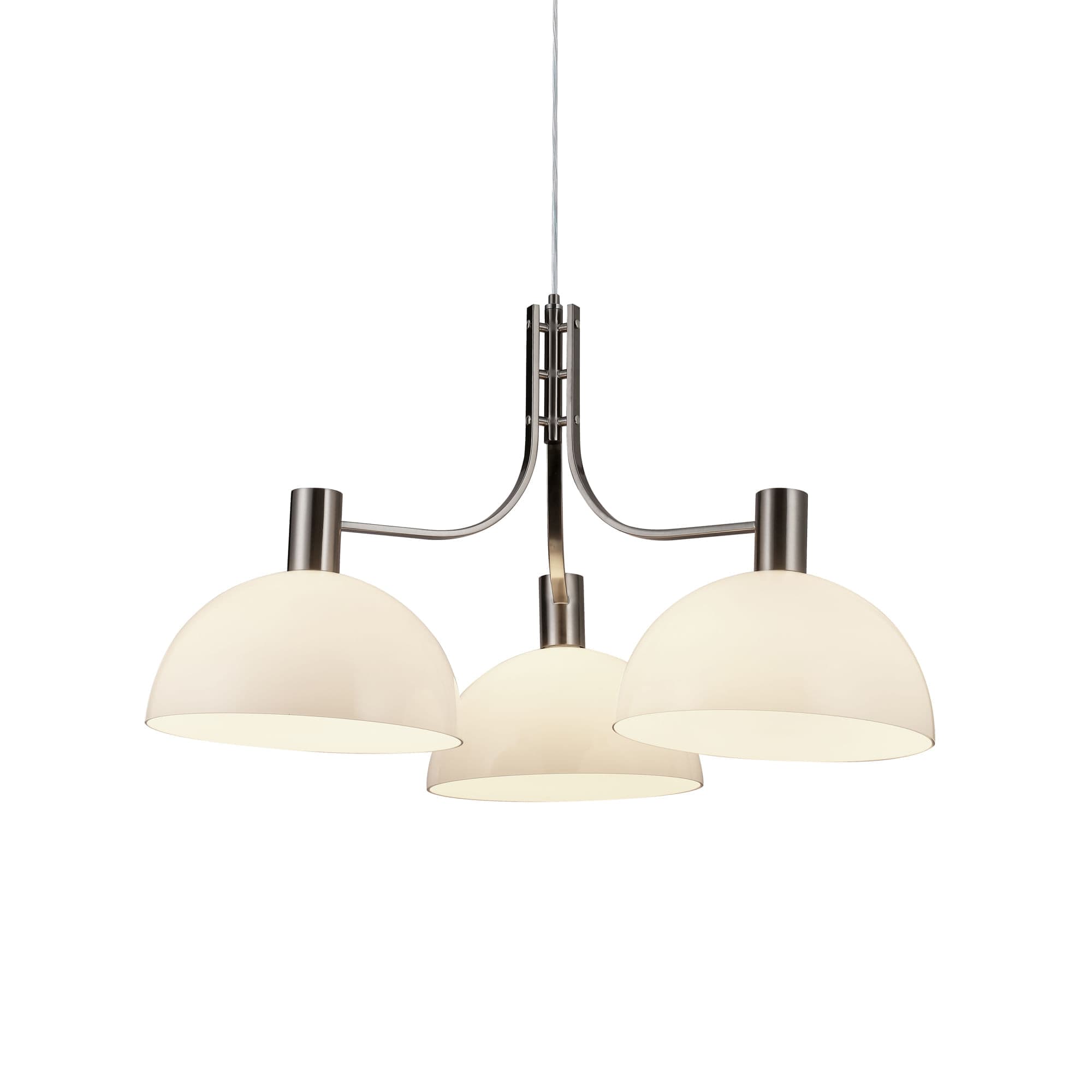 PENDENTE DECO NIQUELADO E OPALINO 3xE27 BULBO MAX 40W — imagem 1 do catálogo Bella
