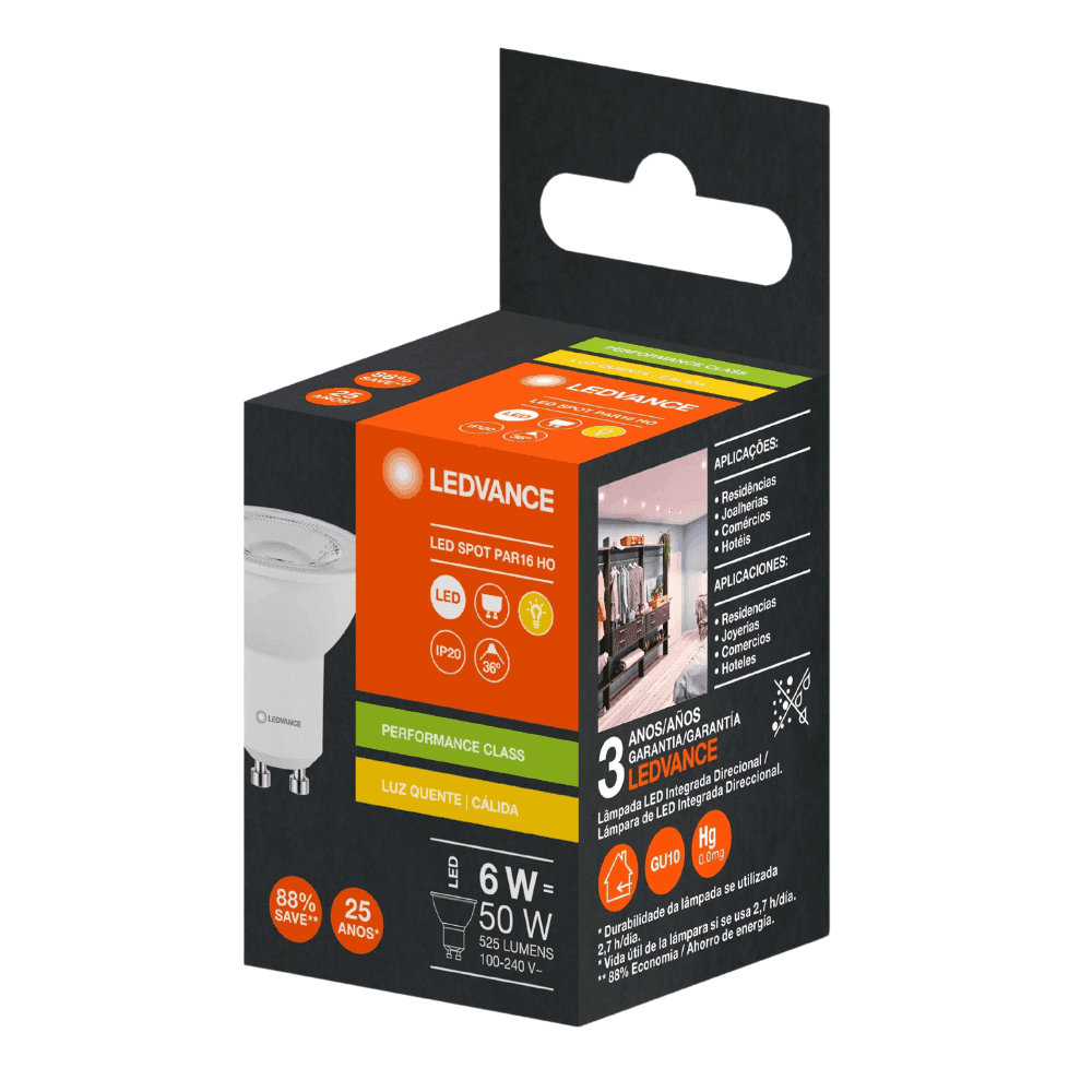 Lâmpada LED Dicróica 6W Bivolt 2700K Branco Quente 525 Lúmens 36° 7019645 LEDVANCE — imagem 1