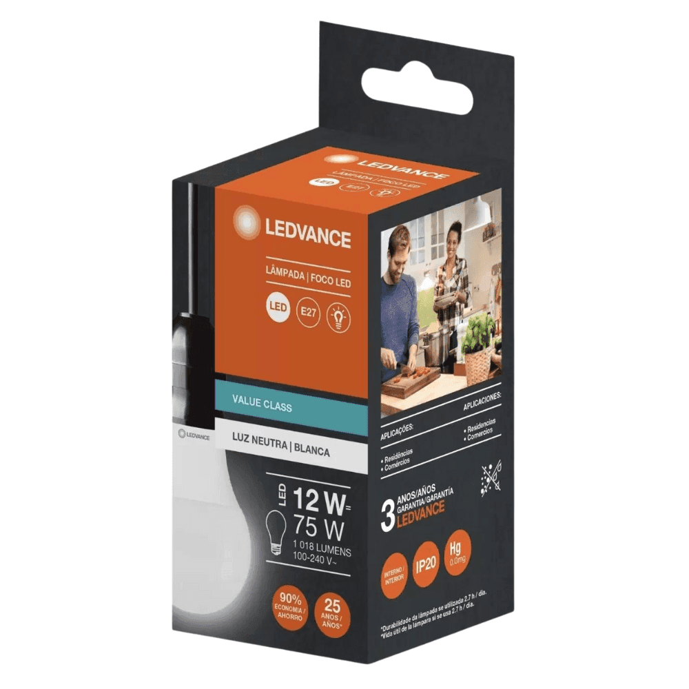 Lâmpada LED Bulbo E27 Bivolt 12W 1018 Lúmens CLA75 LEDVANCE — 4000K