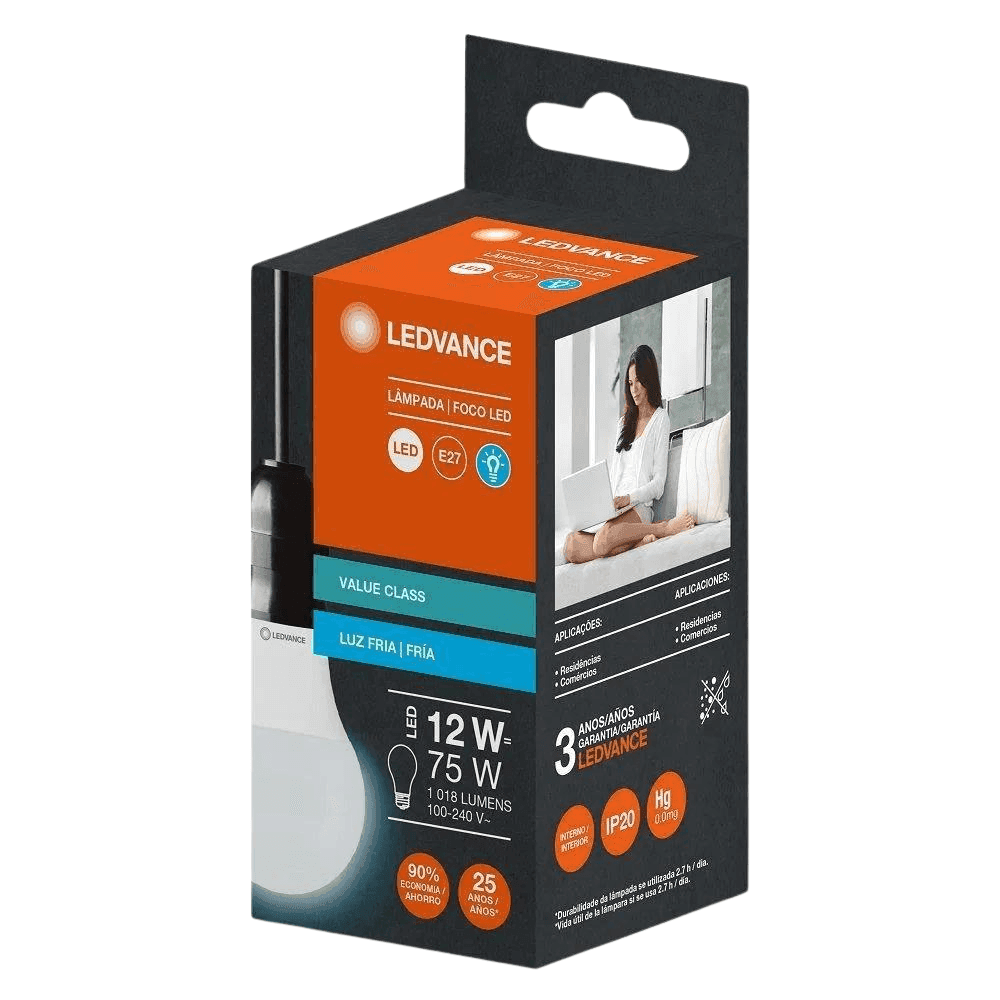 Lâmpada LED Bulbo E27 Bivolt 12W 1018 Lúmens CLA75 LEDVANCE — 6500K — imagem 1