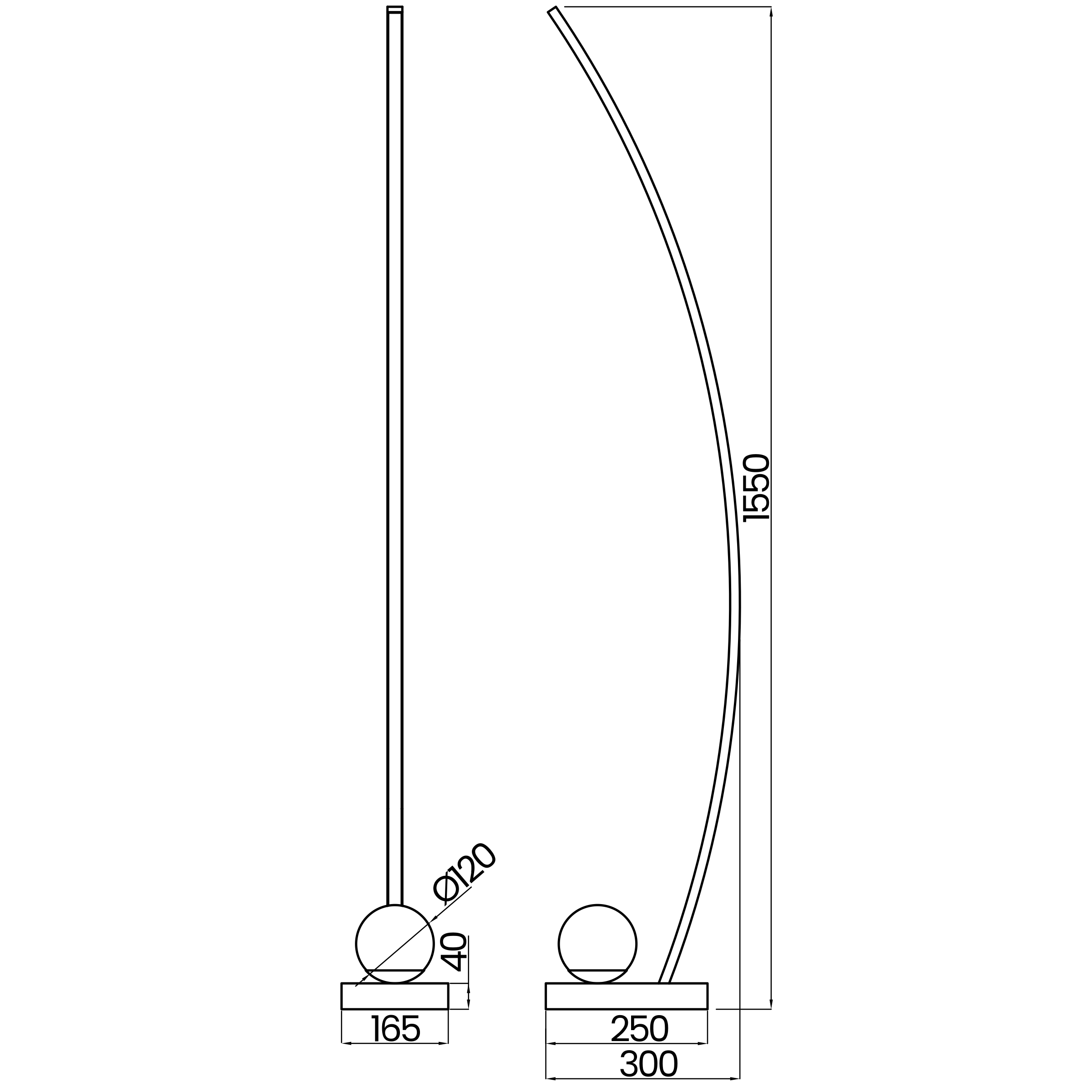 Desenho técnico cotado da coluna, da Usina Design