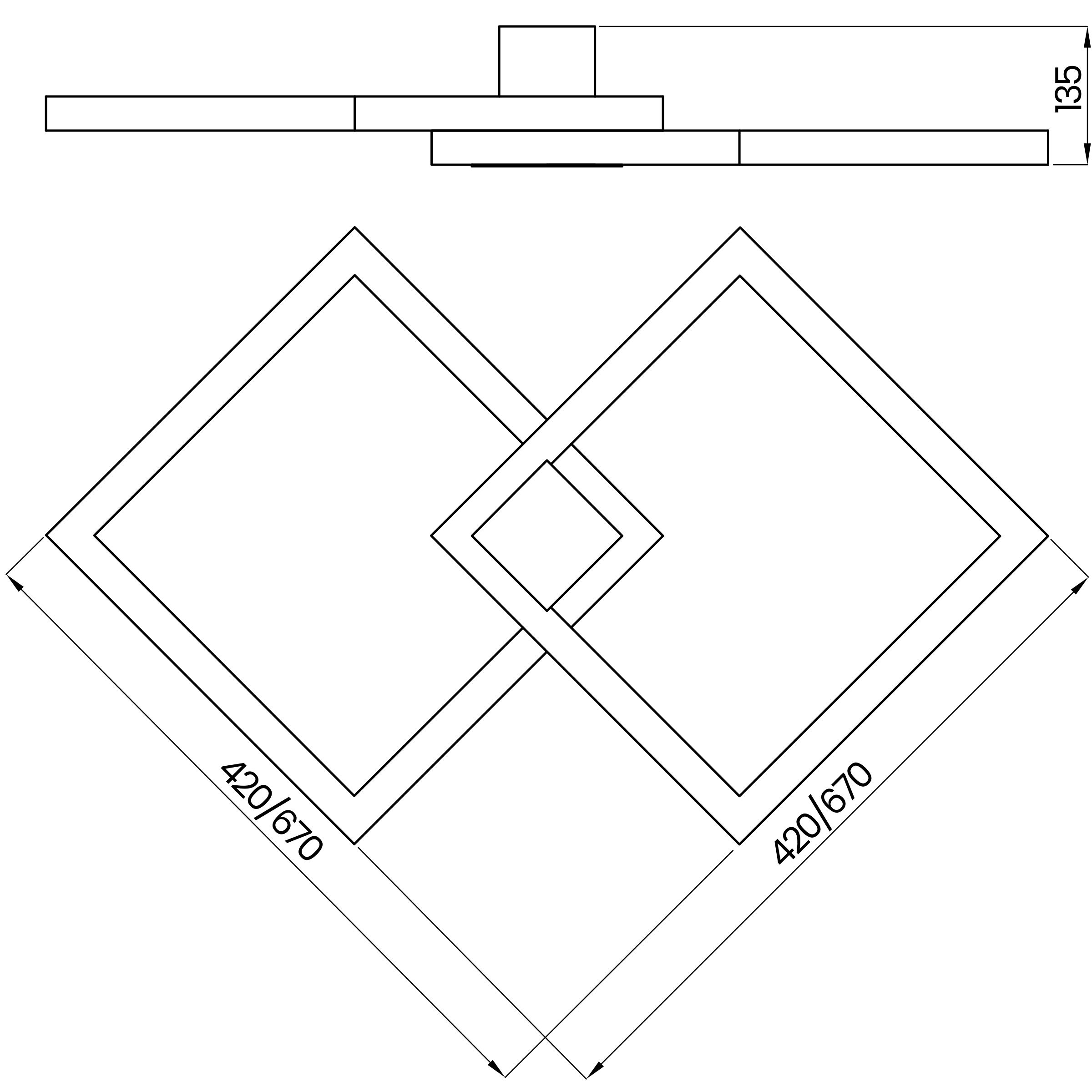 Desenho técnico cotado do plafon/arandela, da Usina Design