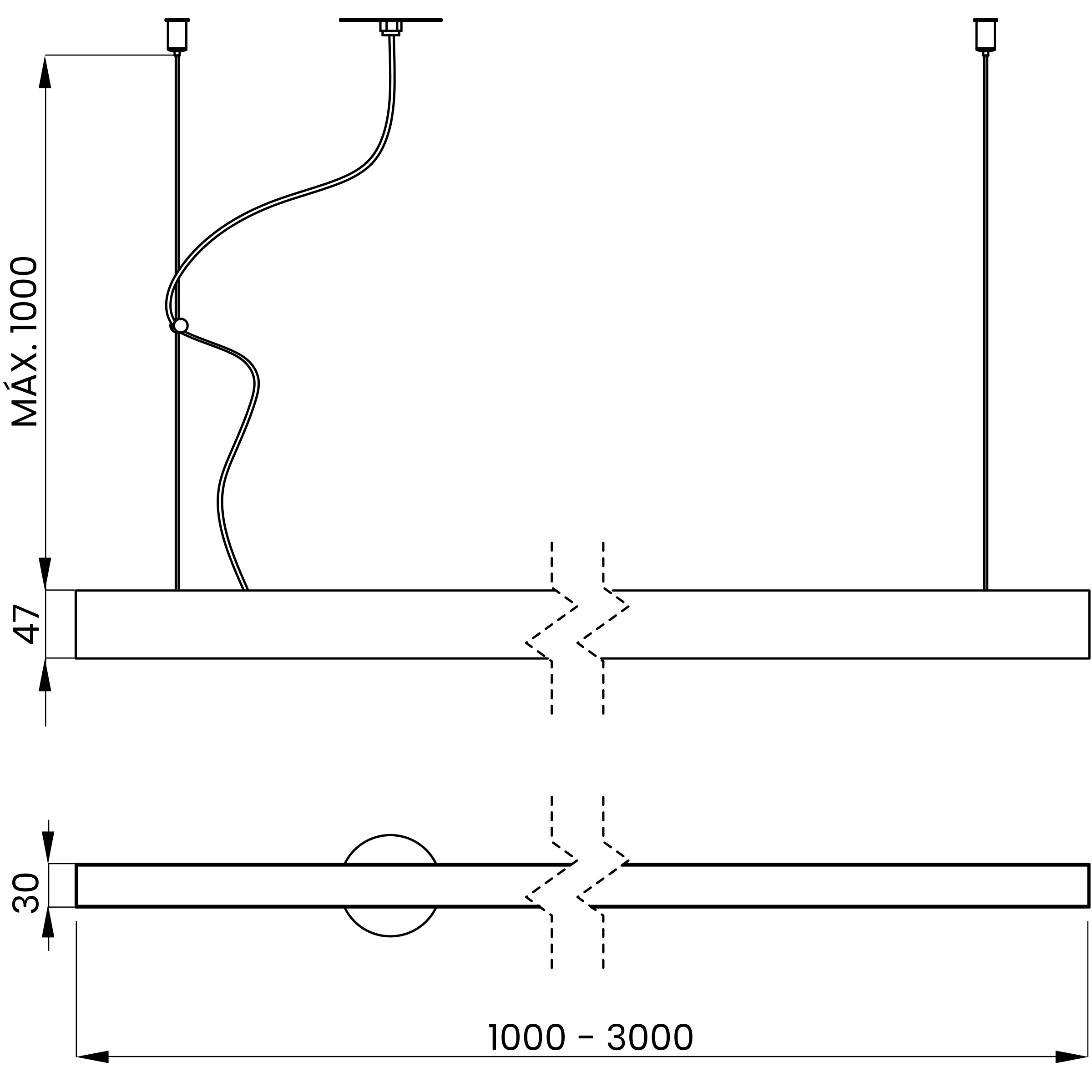 Desenho técnico cotado do pendente, da Usina Design