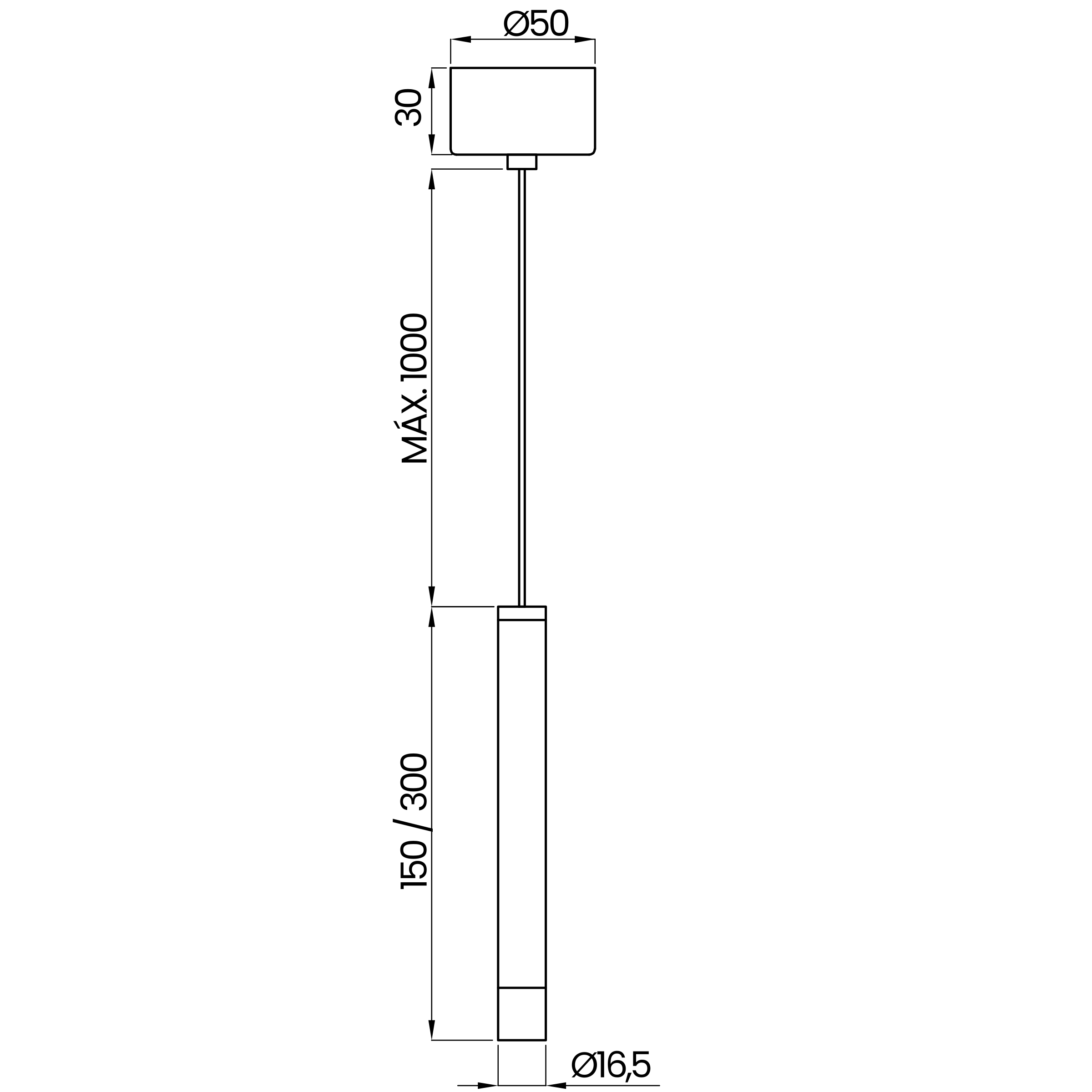 Desenho técnico cotado do pendente, da Usina Design