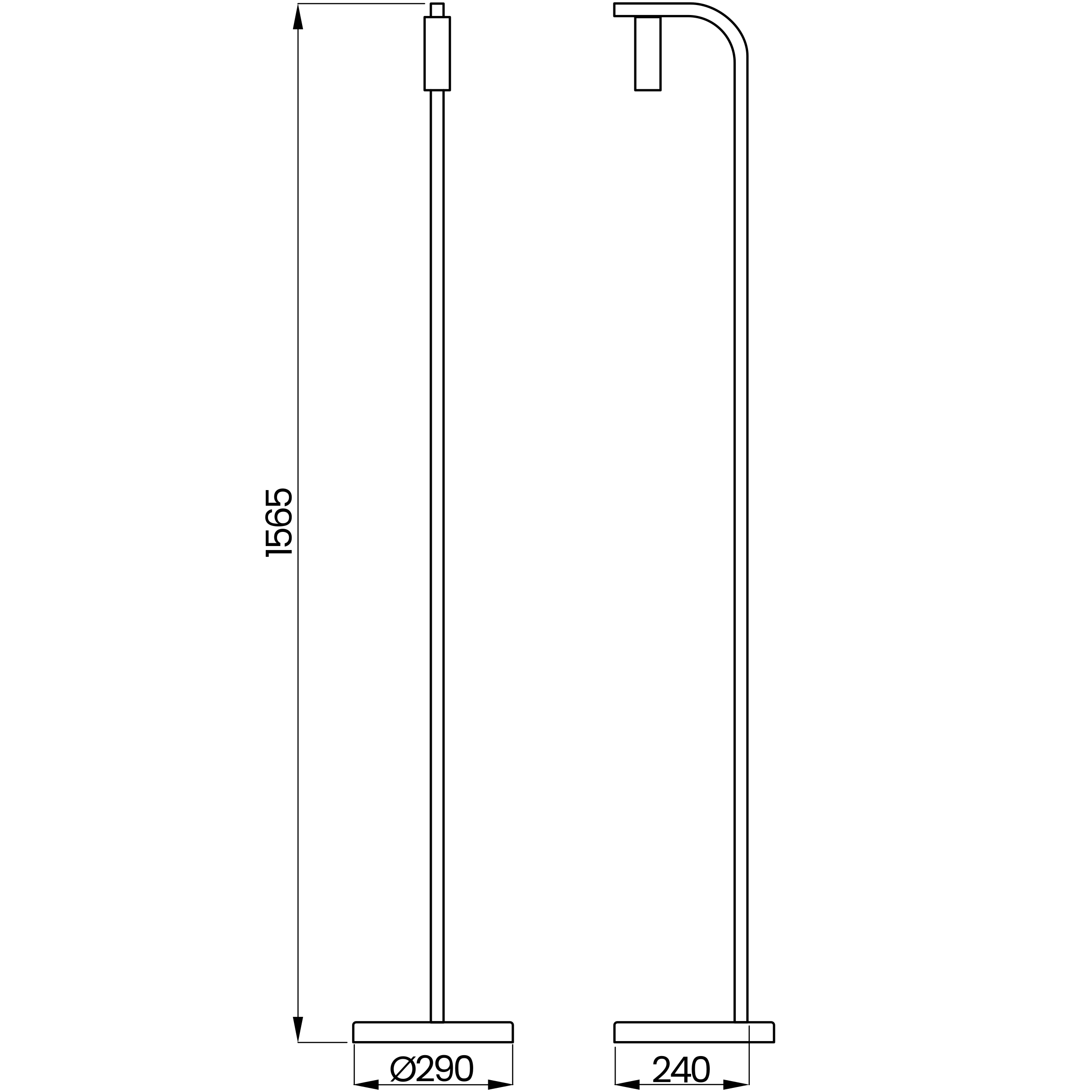 Desenho técnico cotado da coluna, da Usina Design