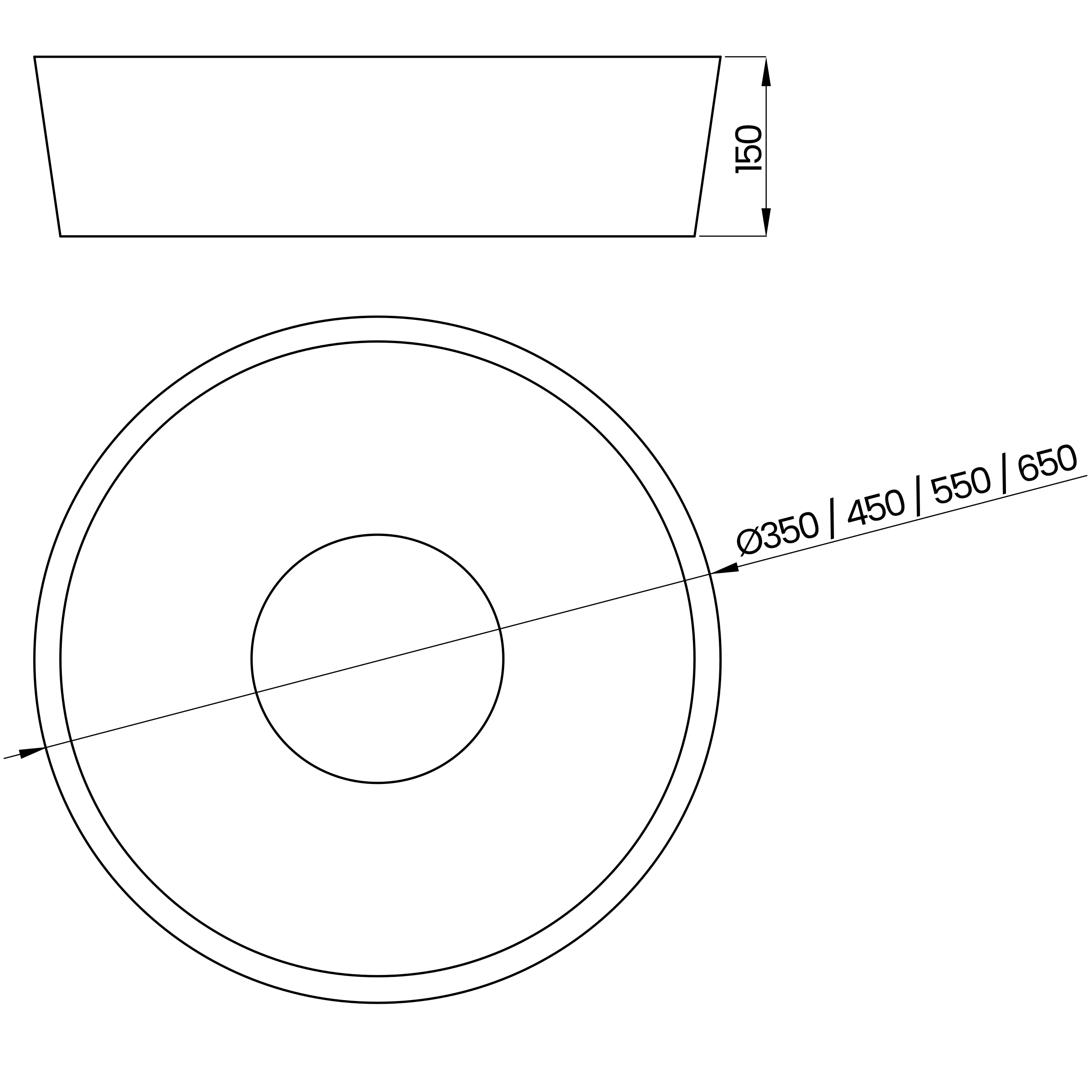Desenho técnico cotado do plafon, da Usina Design