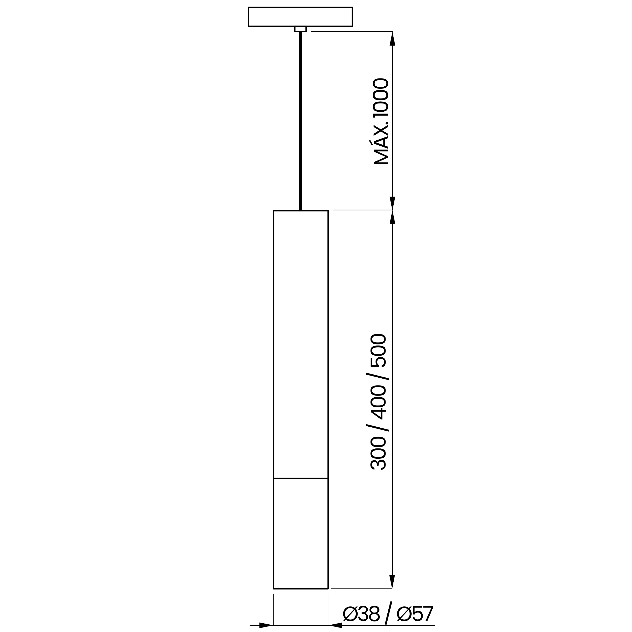 Desenho técnico cotado do pendente, da Usina Design