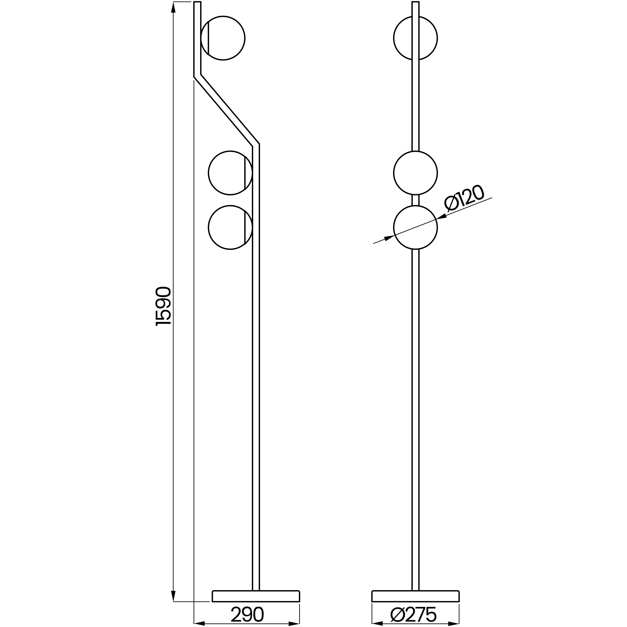 Desenho técnico cotado da coluna, da Usina Design