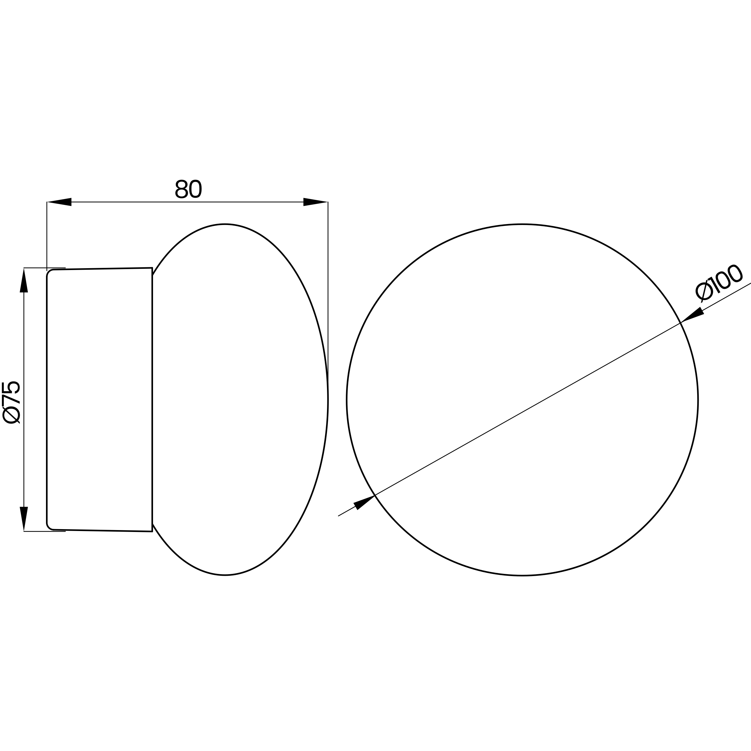Desenho técnico cotado da arandela, da Usina Design