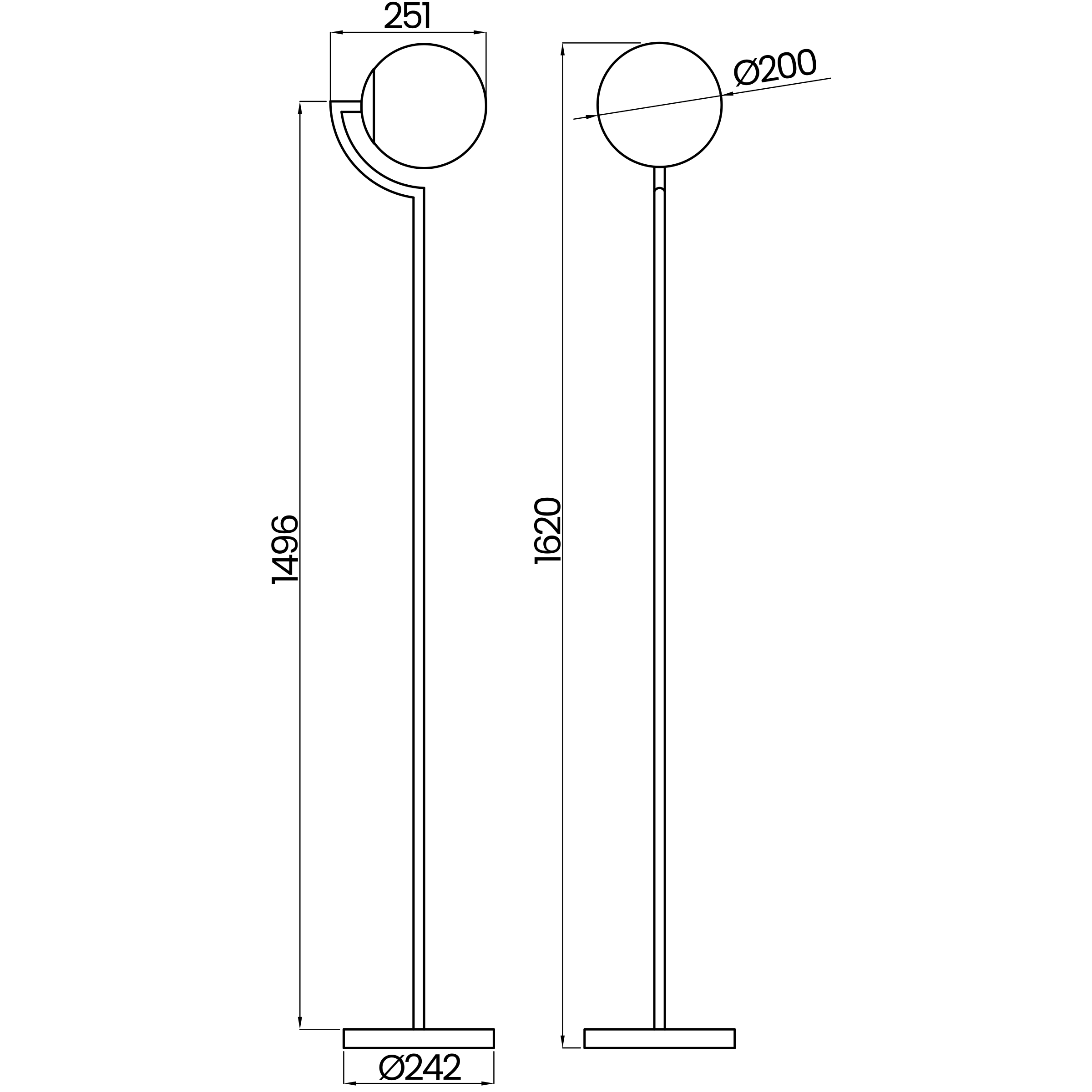 Desenho técnico cotado da coluna, da Usina Design