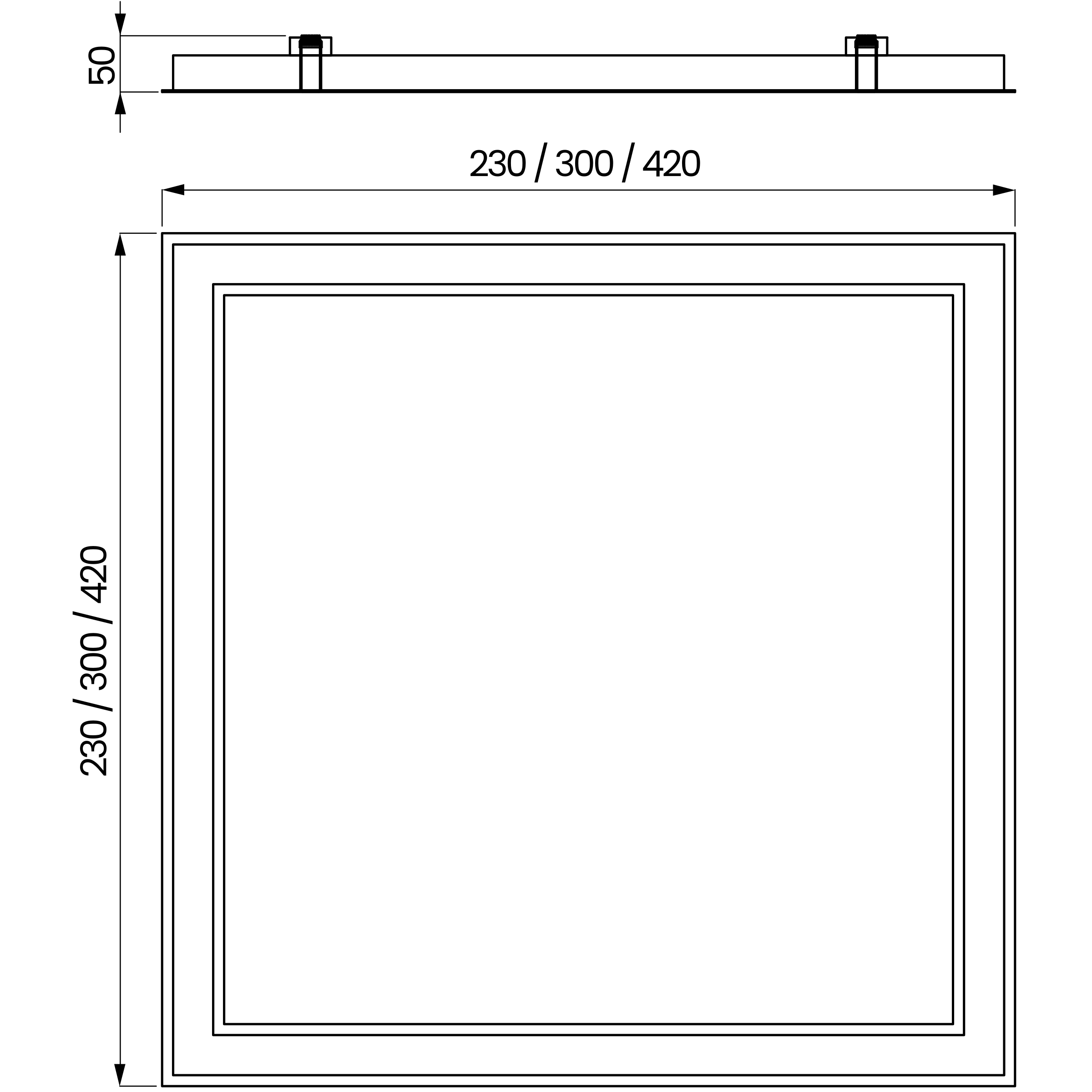 Desenho técnico cotado do embutido, da Usina Design