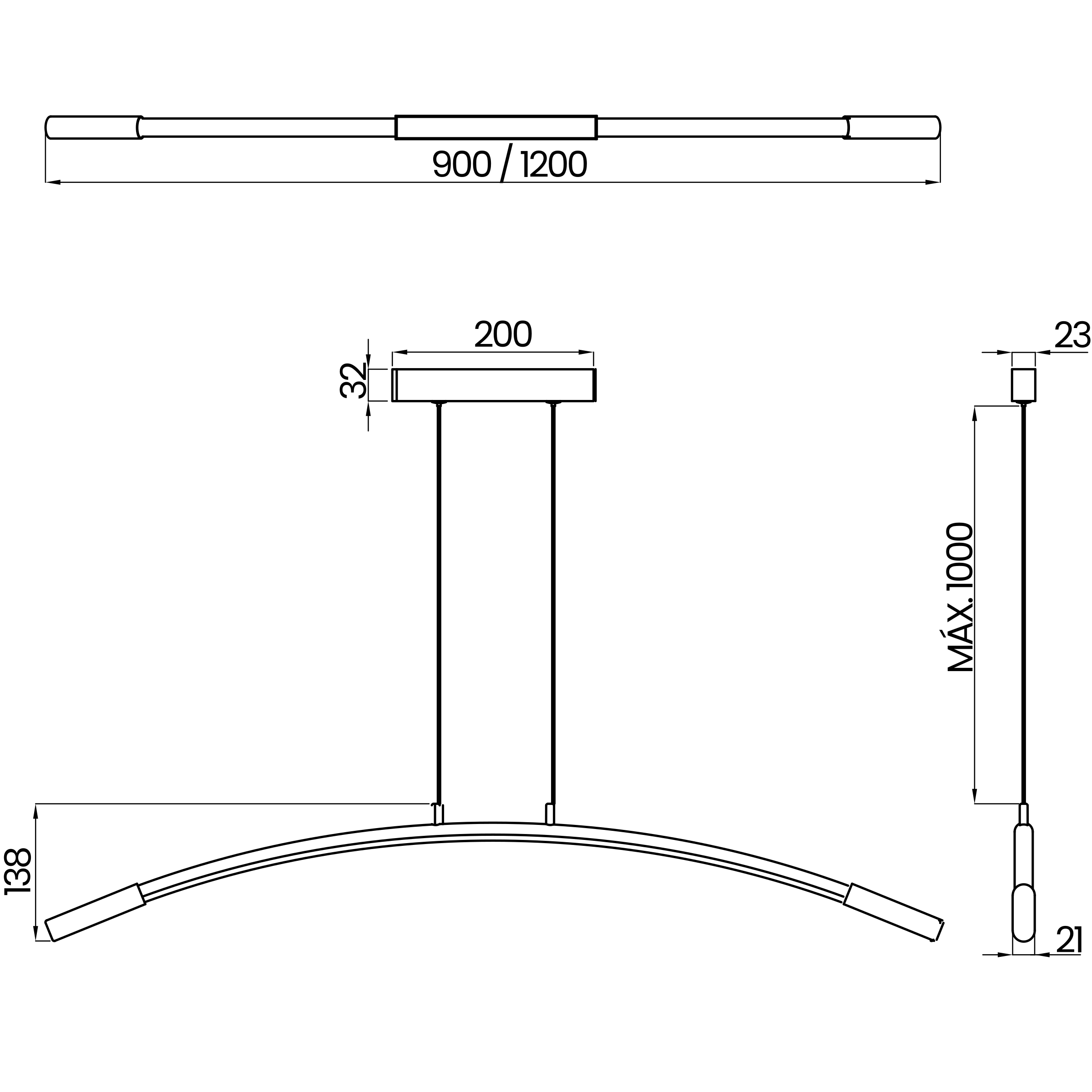 Desenho técnico cotado do pendente, da Usina Design