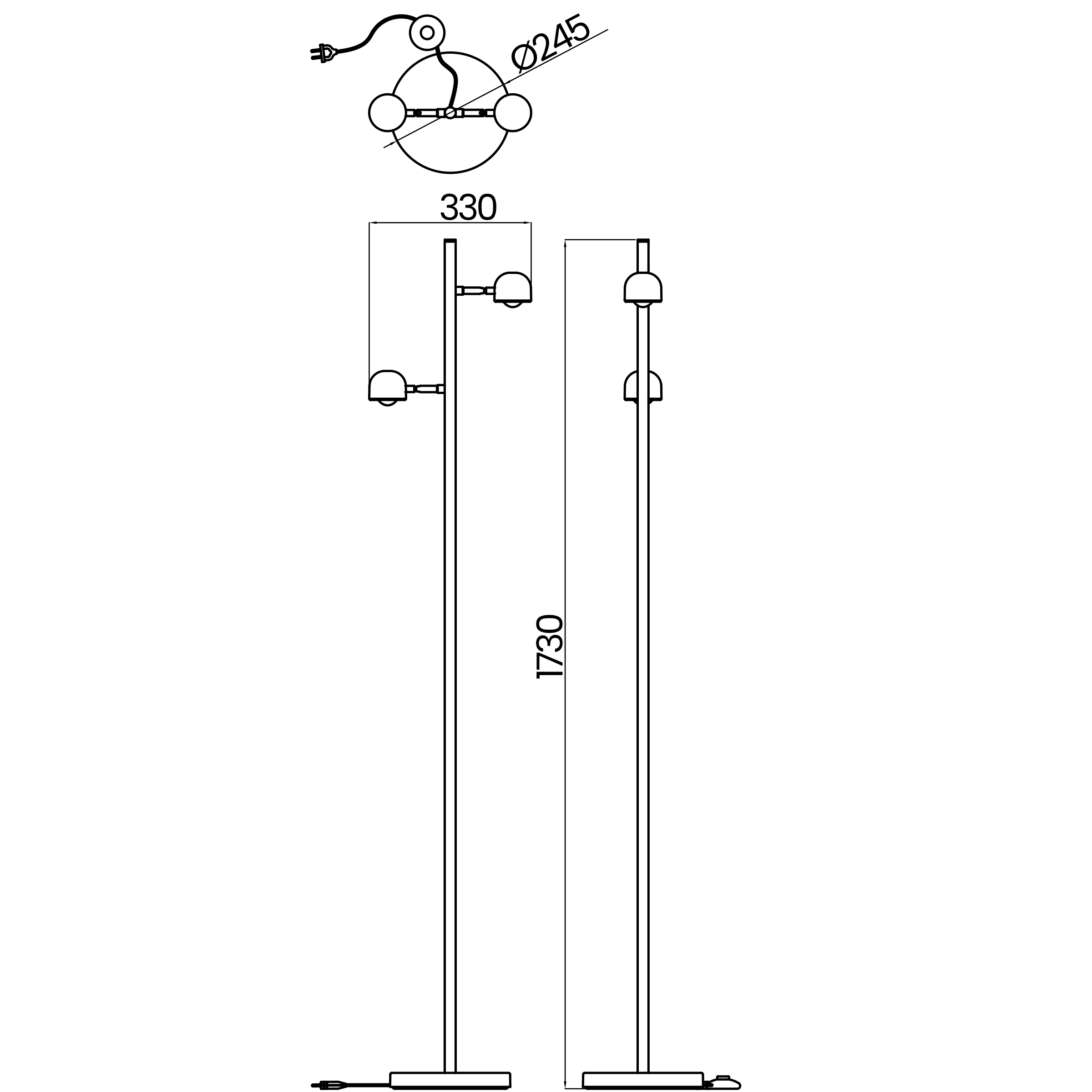 Desenho técnico cotado da coluna, da Usina Design