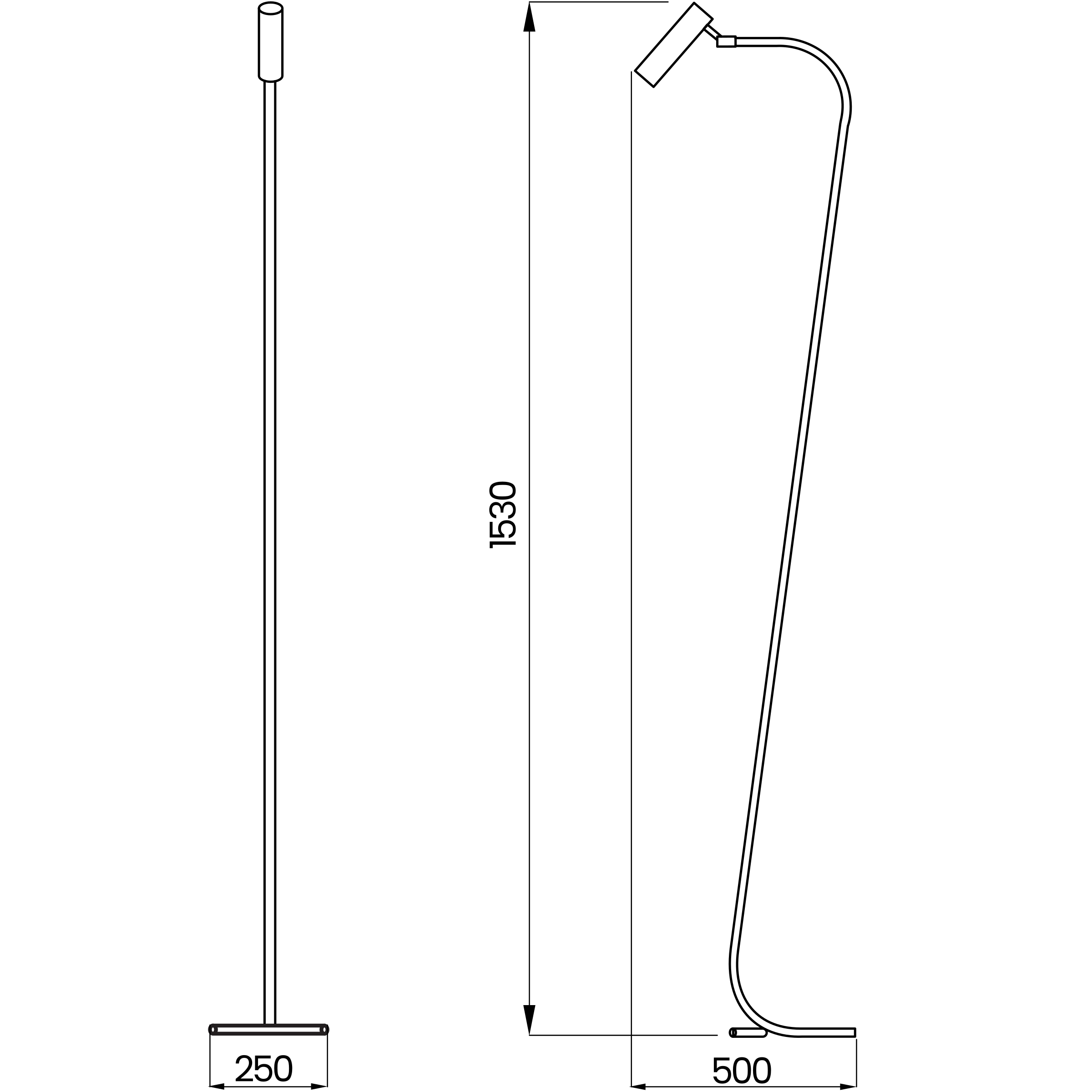 Desenho técnico cotado da coluna, da Usina Design