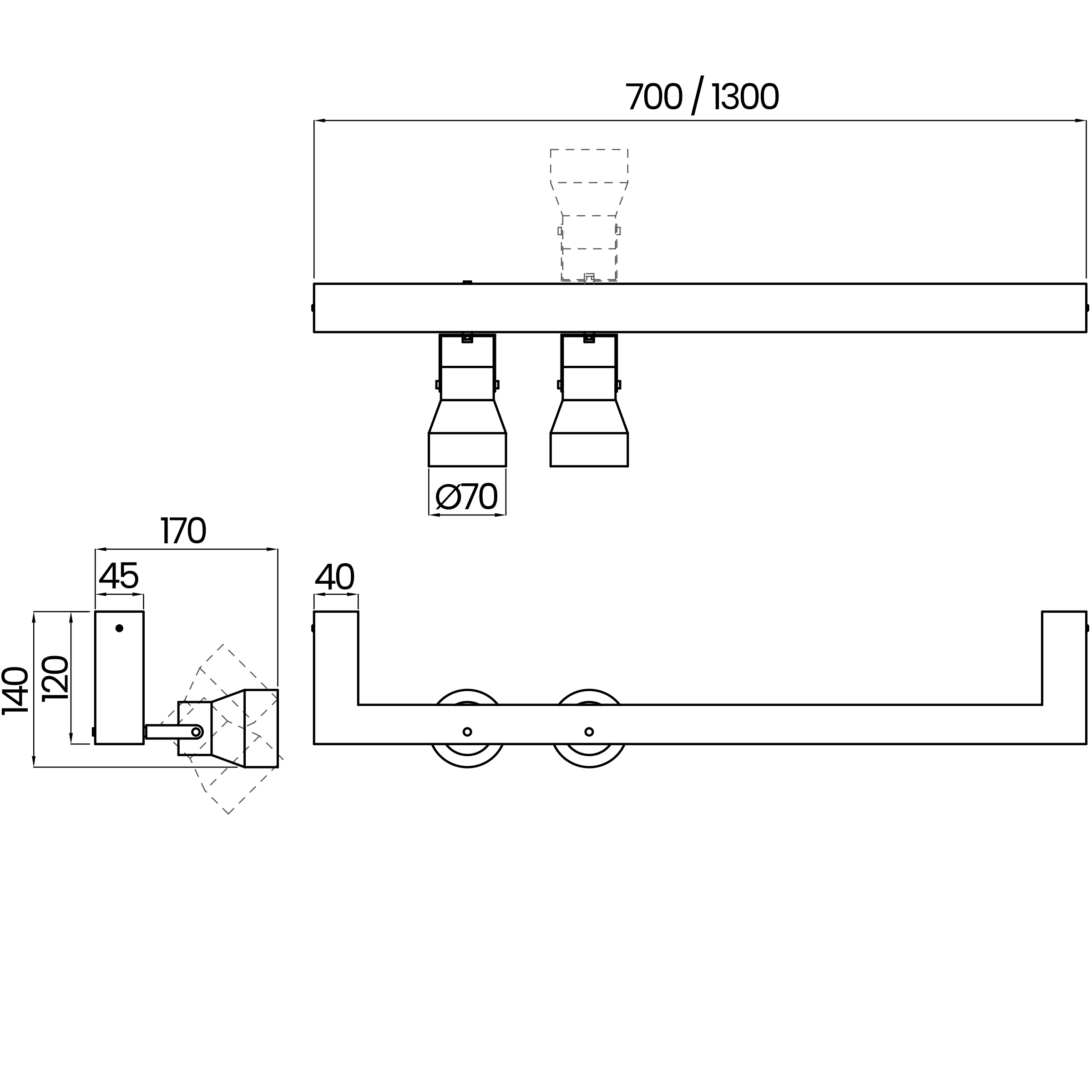 Desenho técnico cotado do plafon/arandela, da Usina Design