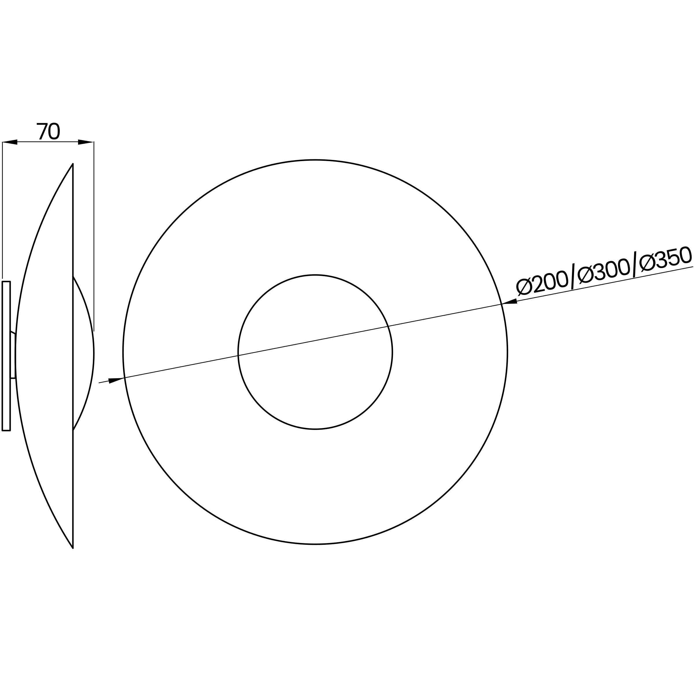 Desenho técnico cotado do plafon/arandela, da Usina Design