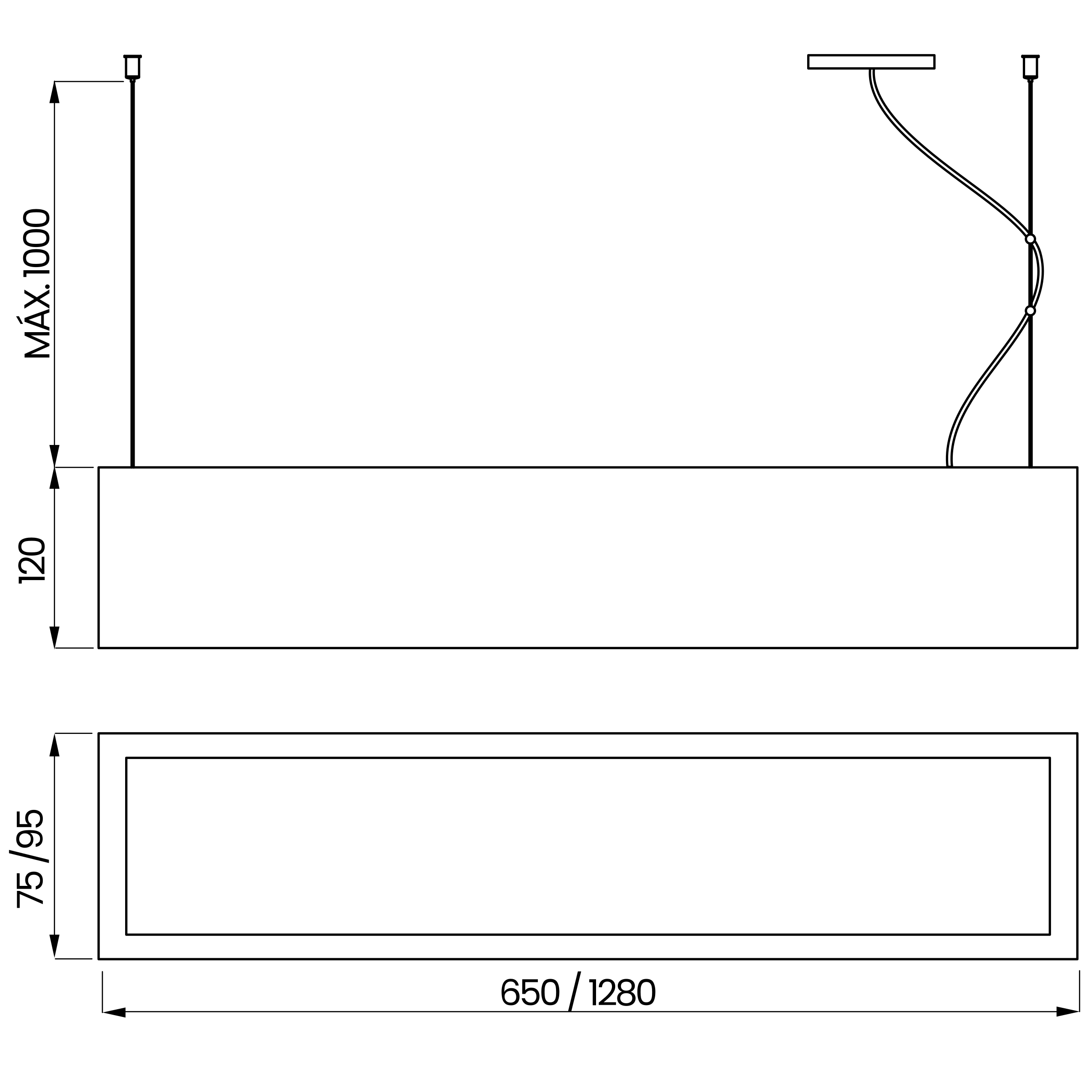 Desenho técnico cotado do pendente, da Usina Design