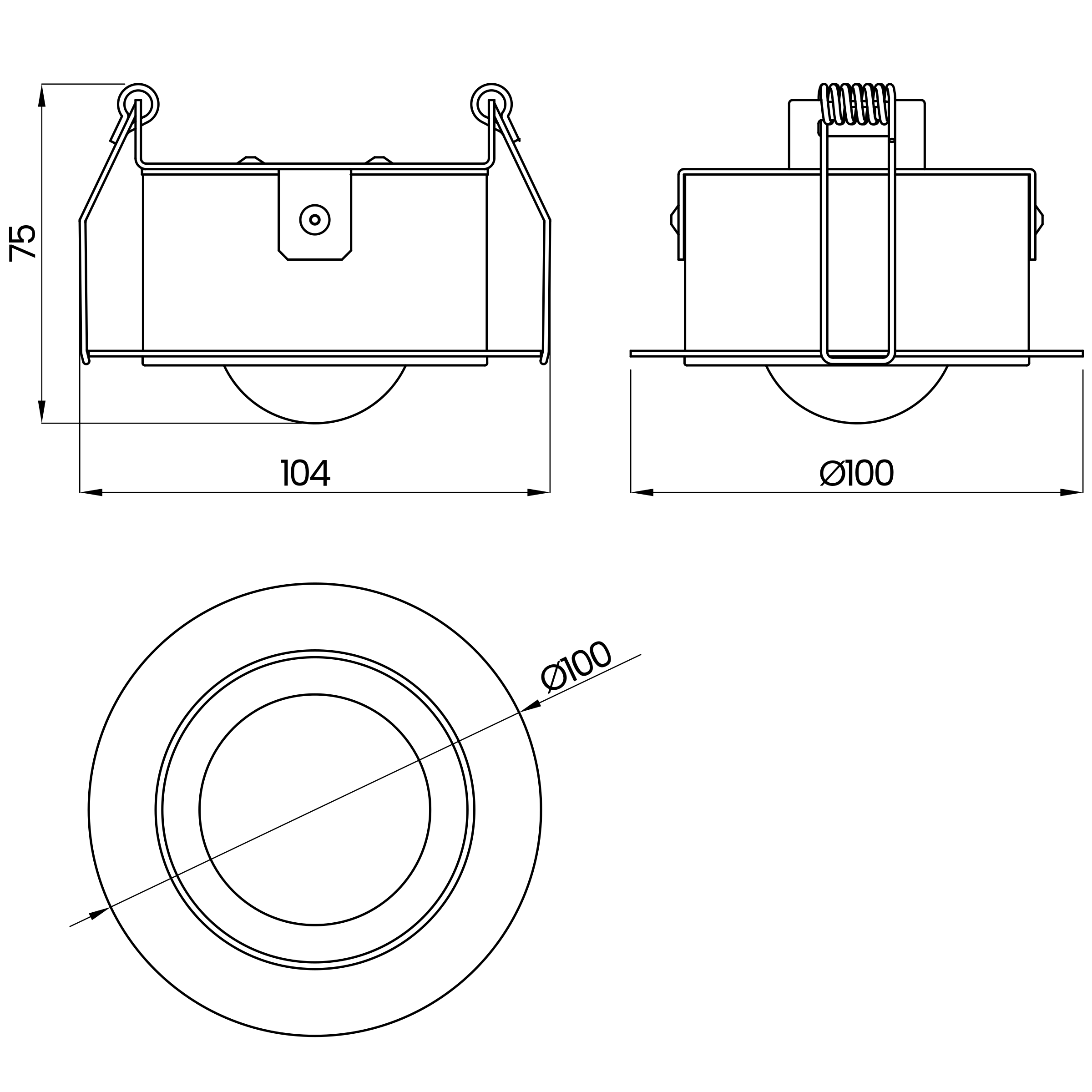 Desenho técnico cotado do embutido, da Usina Design