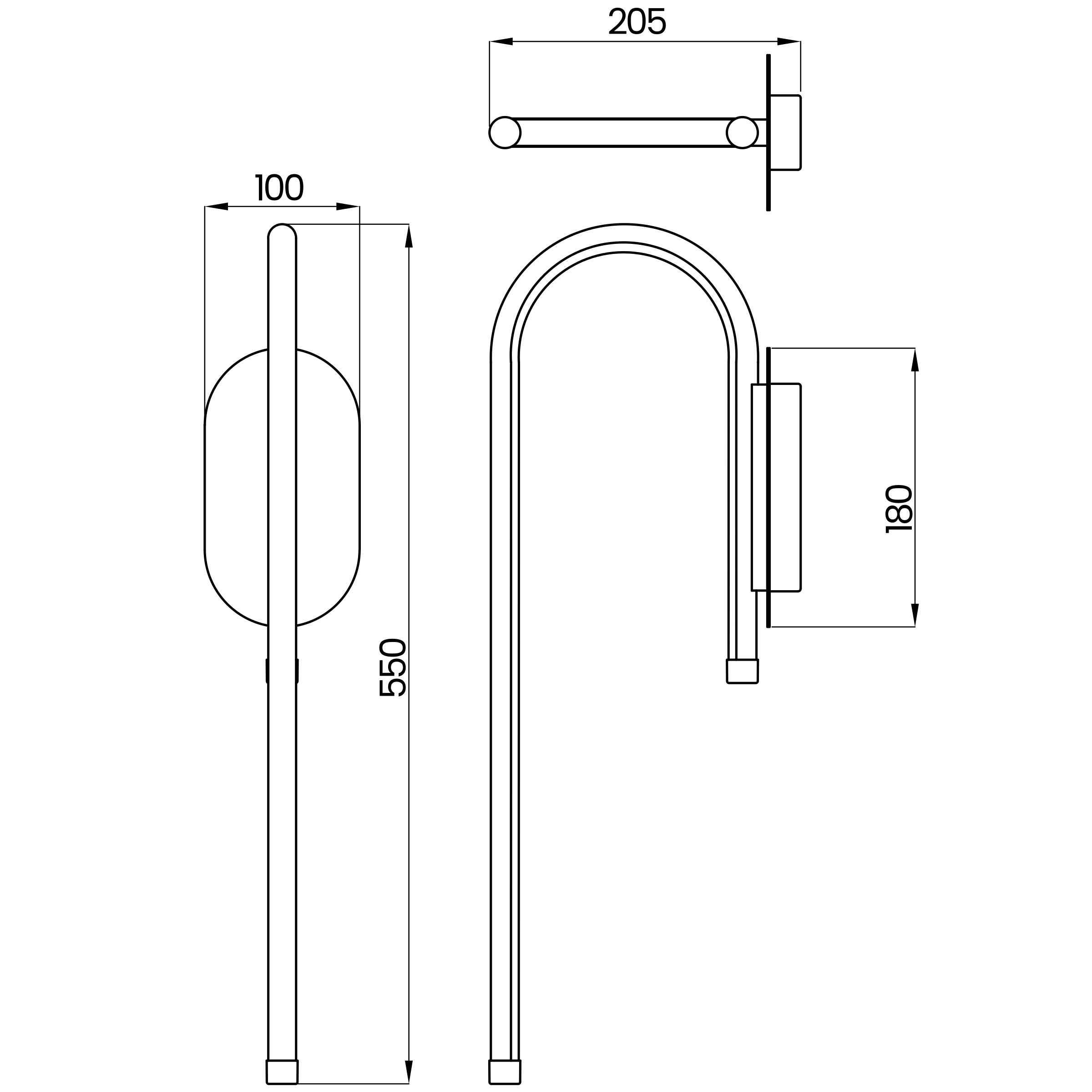 Desenho técnico cotado da arandela, da Usina Design