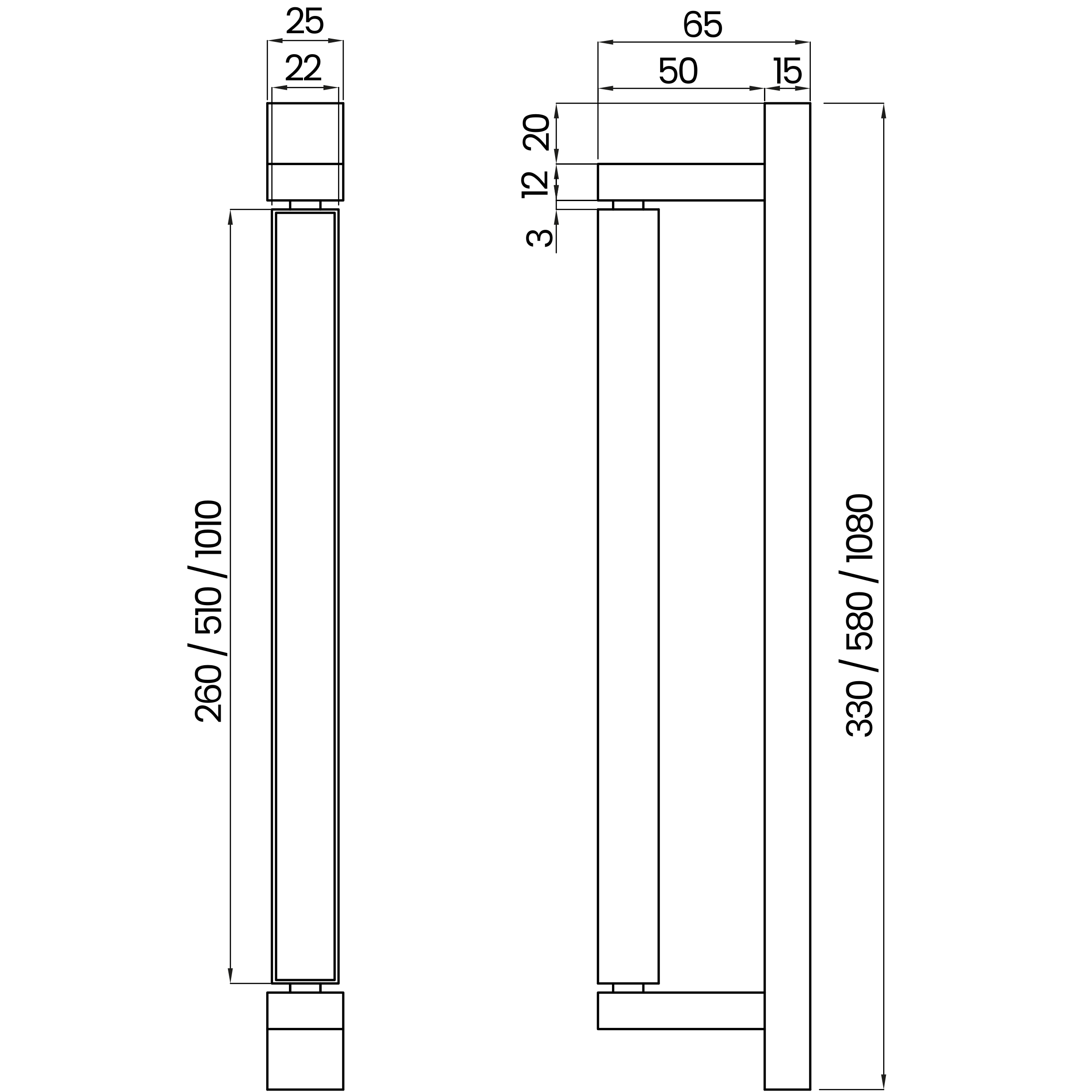 Desenho técnico cotado da arandela, da Usina Design