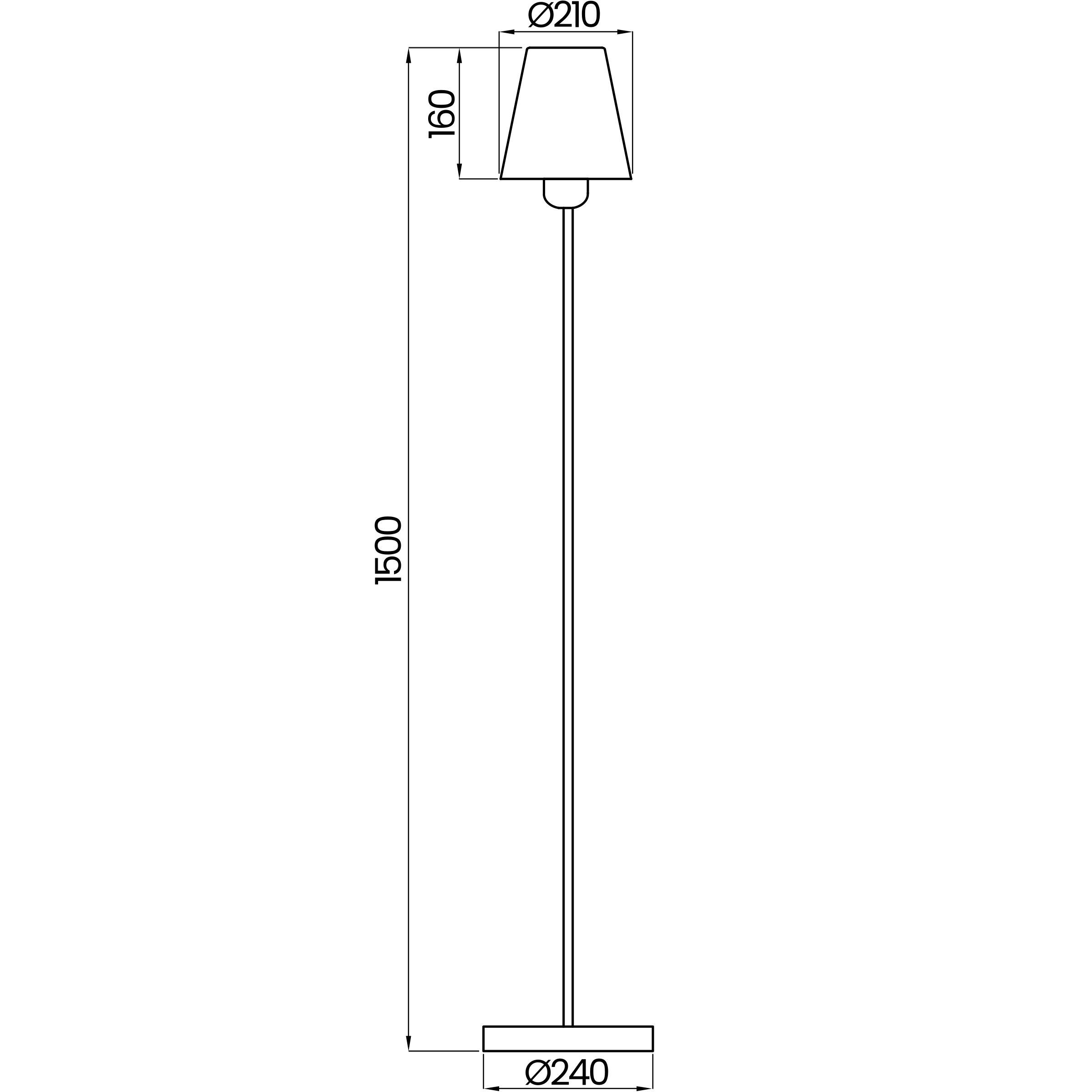 Desenho técnico cotado da coluna, da Usina Design