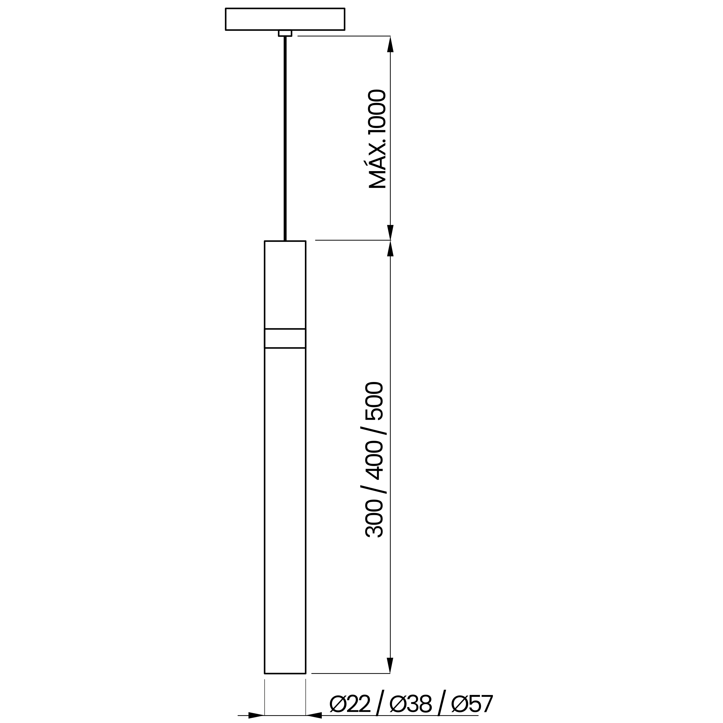 Desenho técnico cotado do pendente, da Usina Design