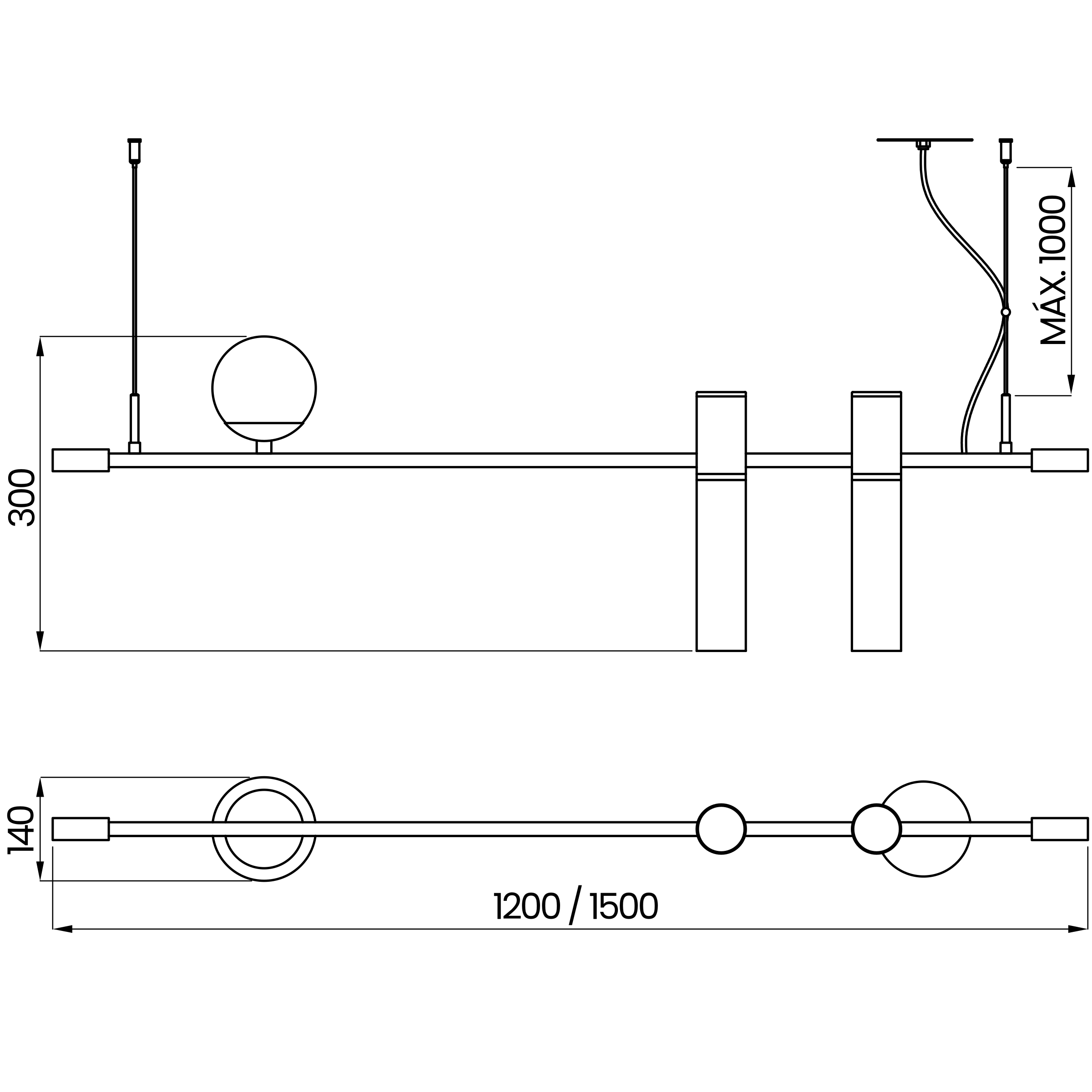 Desenho técnico cotado do pendente, da Usina Design