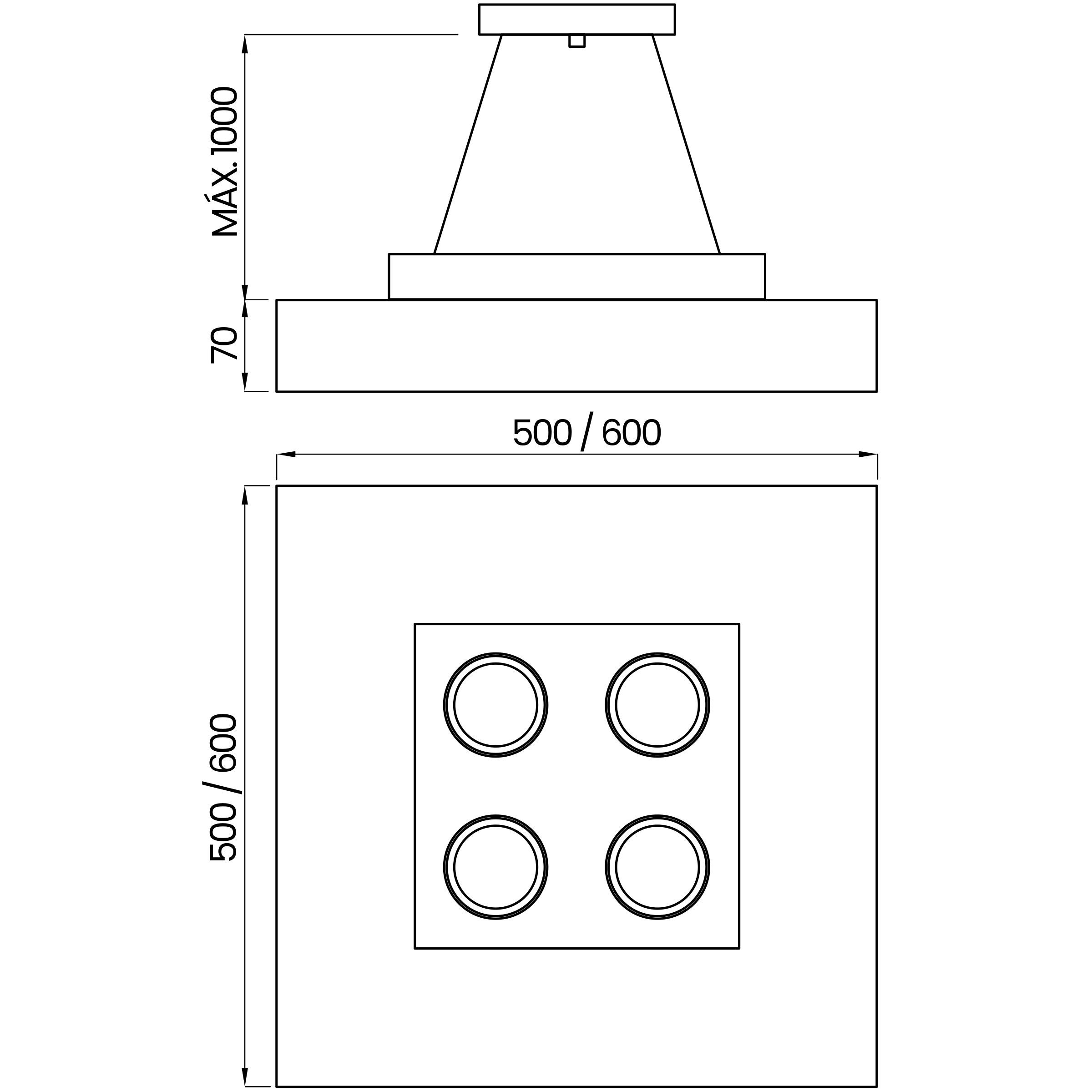 Desenho técnico cotado do pendente, da Usina Design