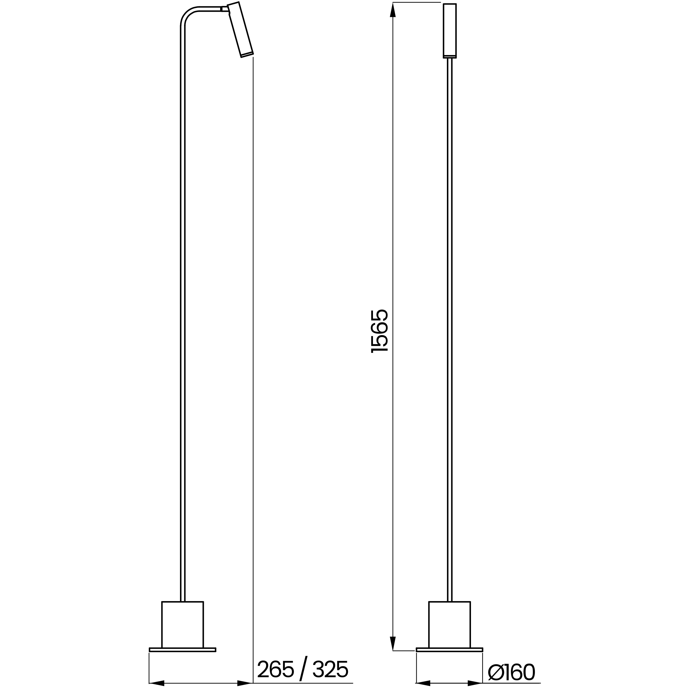 Desenho técnico cotado da coluna, da Usina Design