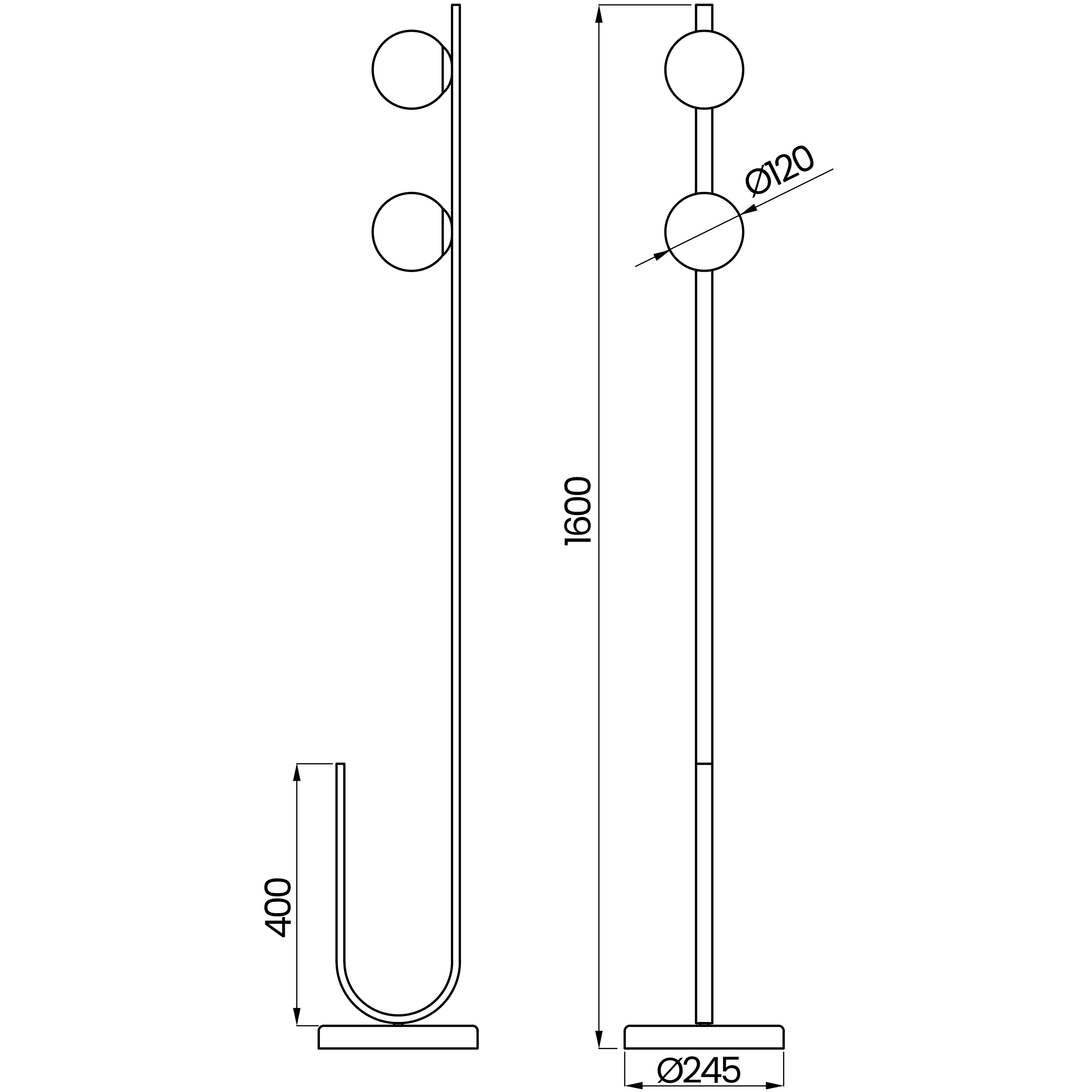 Desenho técnico cotado da coluna, da Usina Design