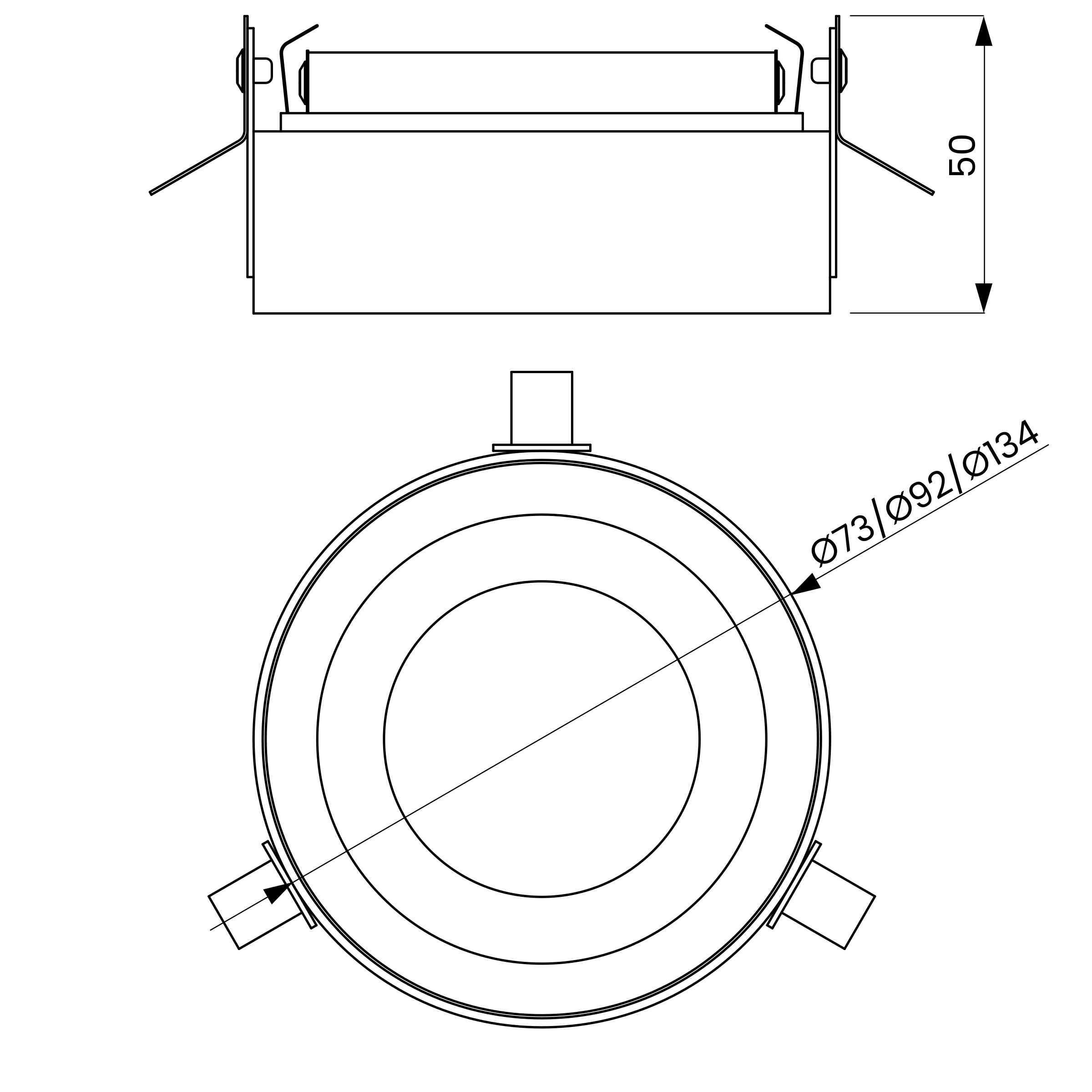 Desenho técnico cotado do embutido no frame, da Usina Design