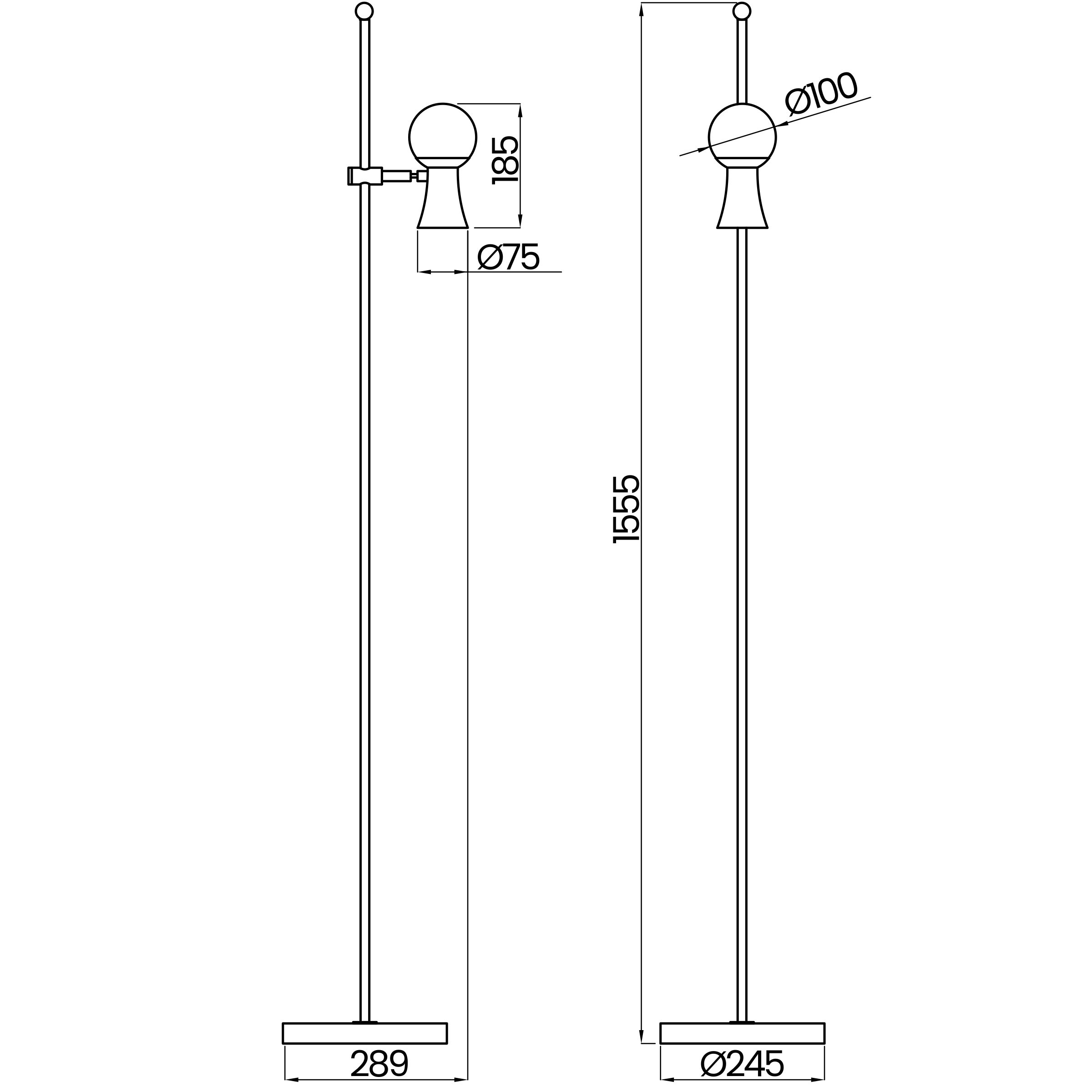 Desenho técnico cotado da coluna, da Usina Design