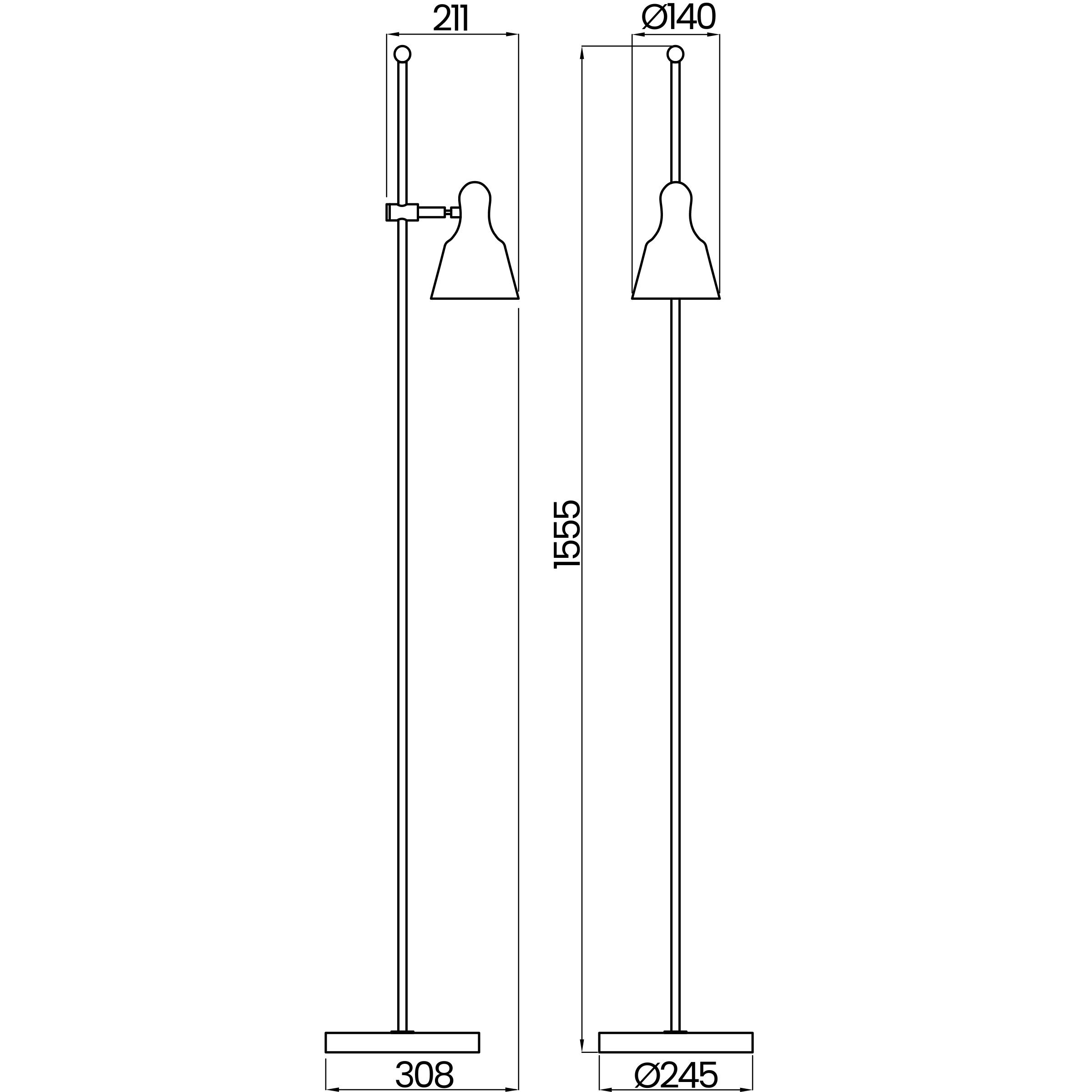 Desenho técnico cotado da coluna, da Usina Design