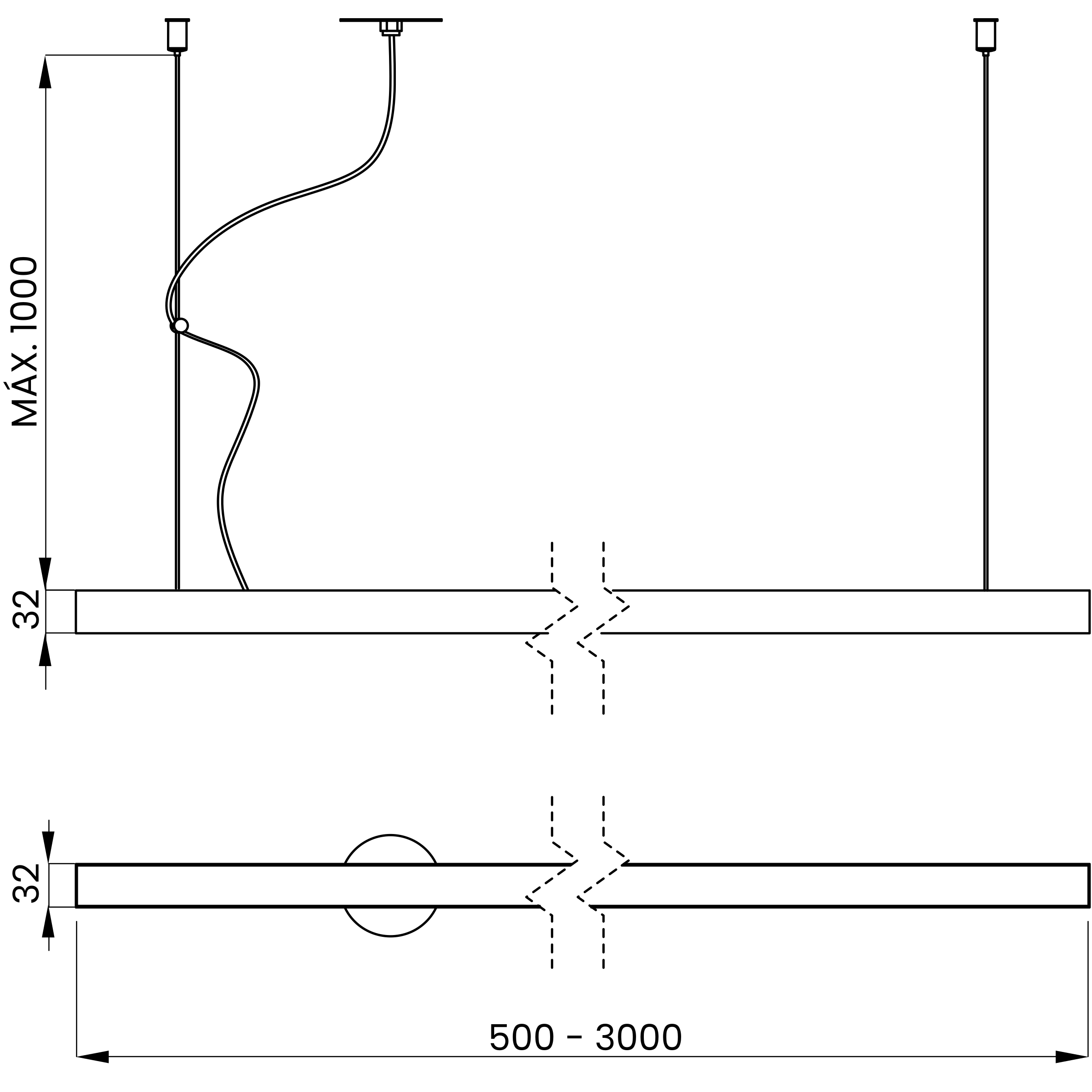 Desenho técnico cotado do pendente, da Usina Design