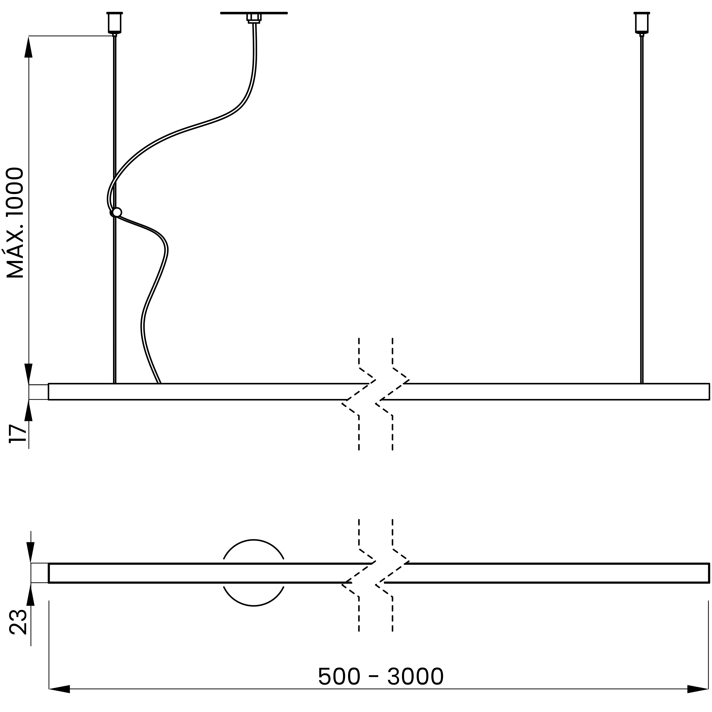 Desenho técnico cotado do pendente, da Usina Design
