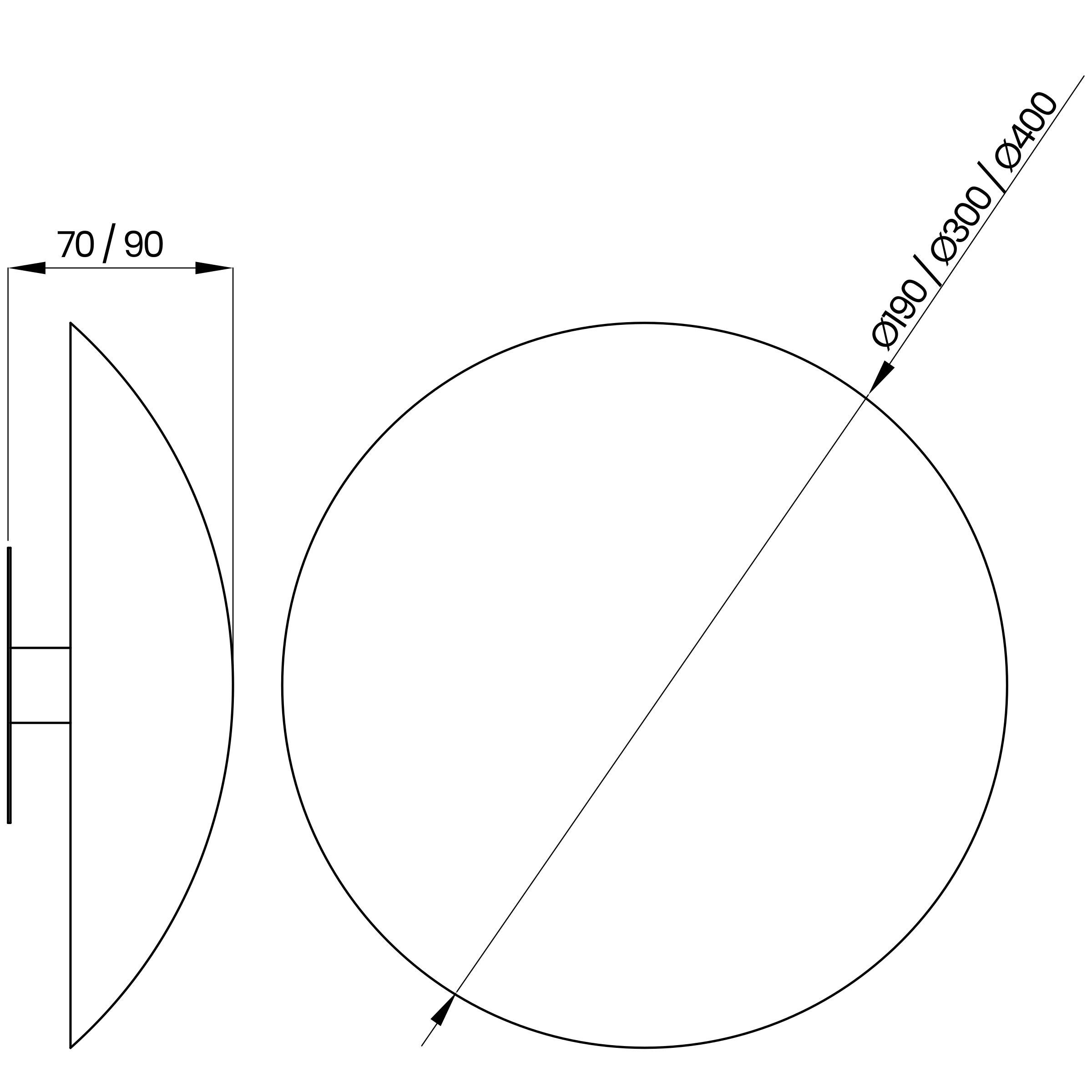 Desenho técnico cotado da arandela, da Usina Design