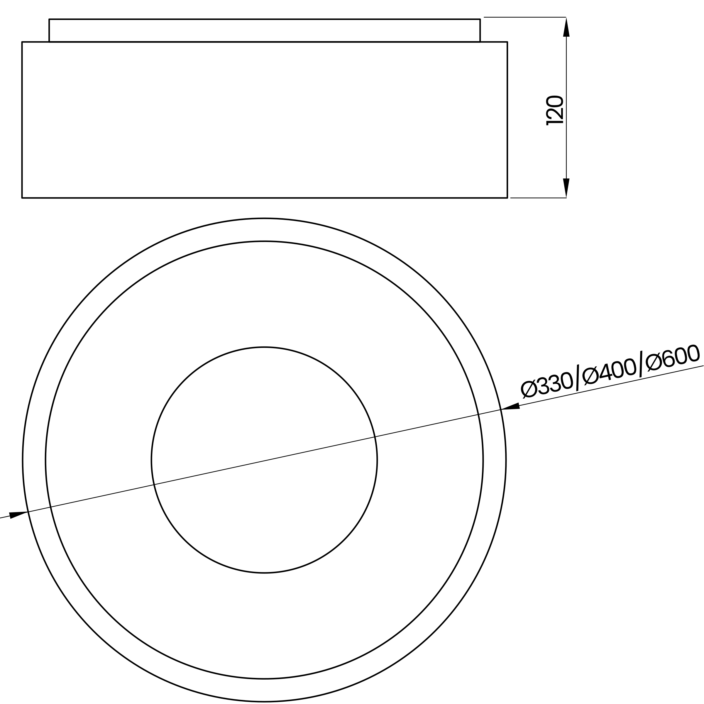 Desenho técnico cotado do plafon, da Usina Design