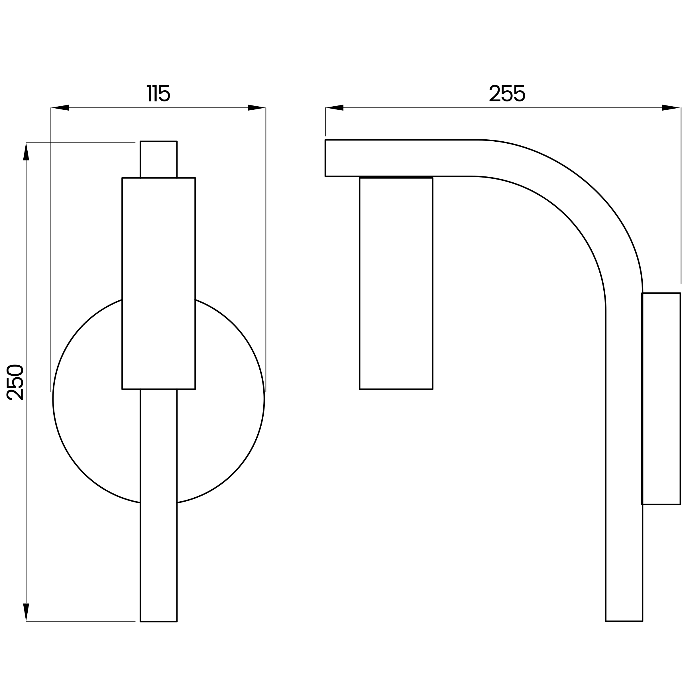 Desenho técnico cotado da arandela, da Usina Design