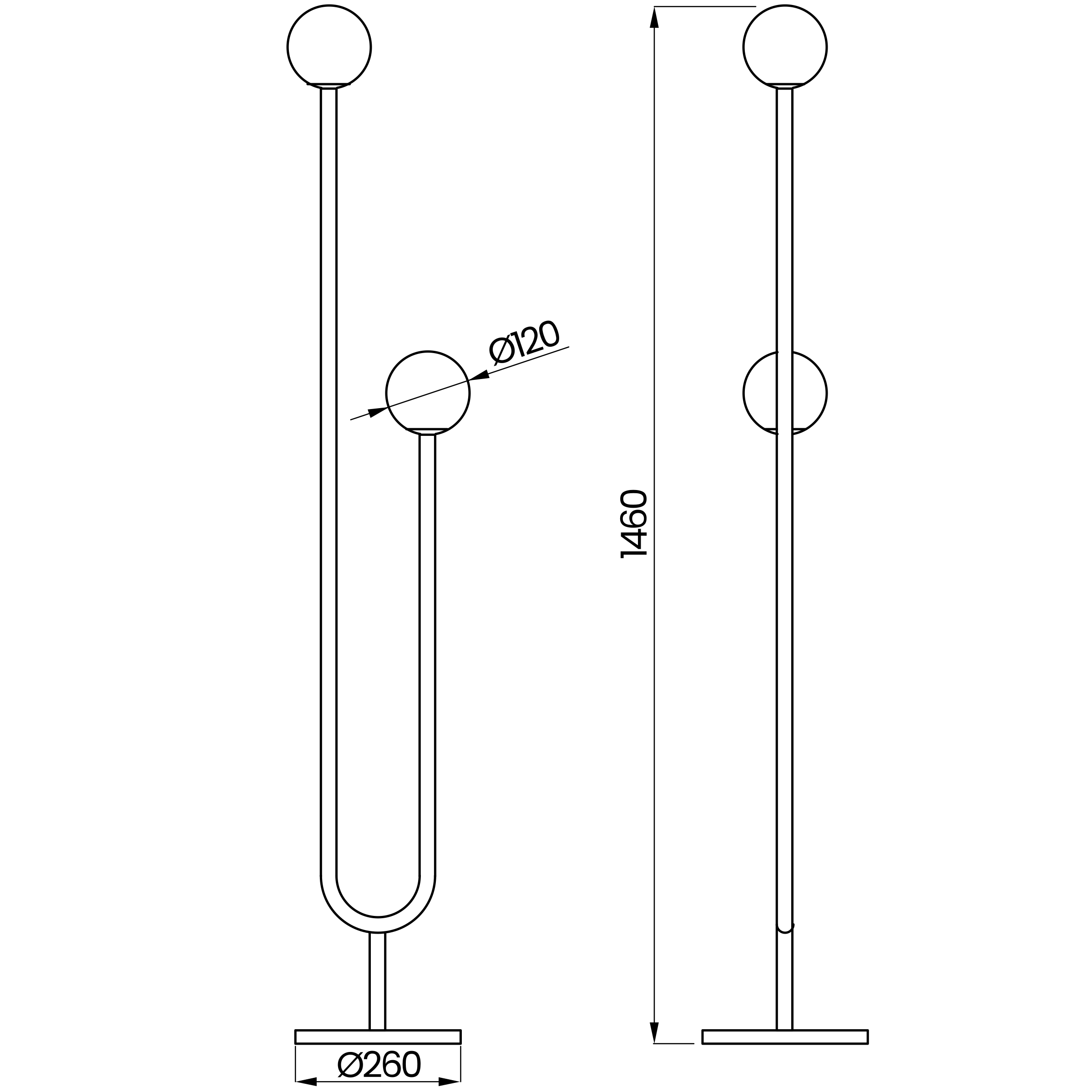 Desenho técnico cotado da coluna, da Usina Design