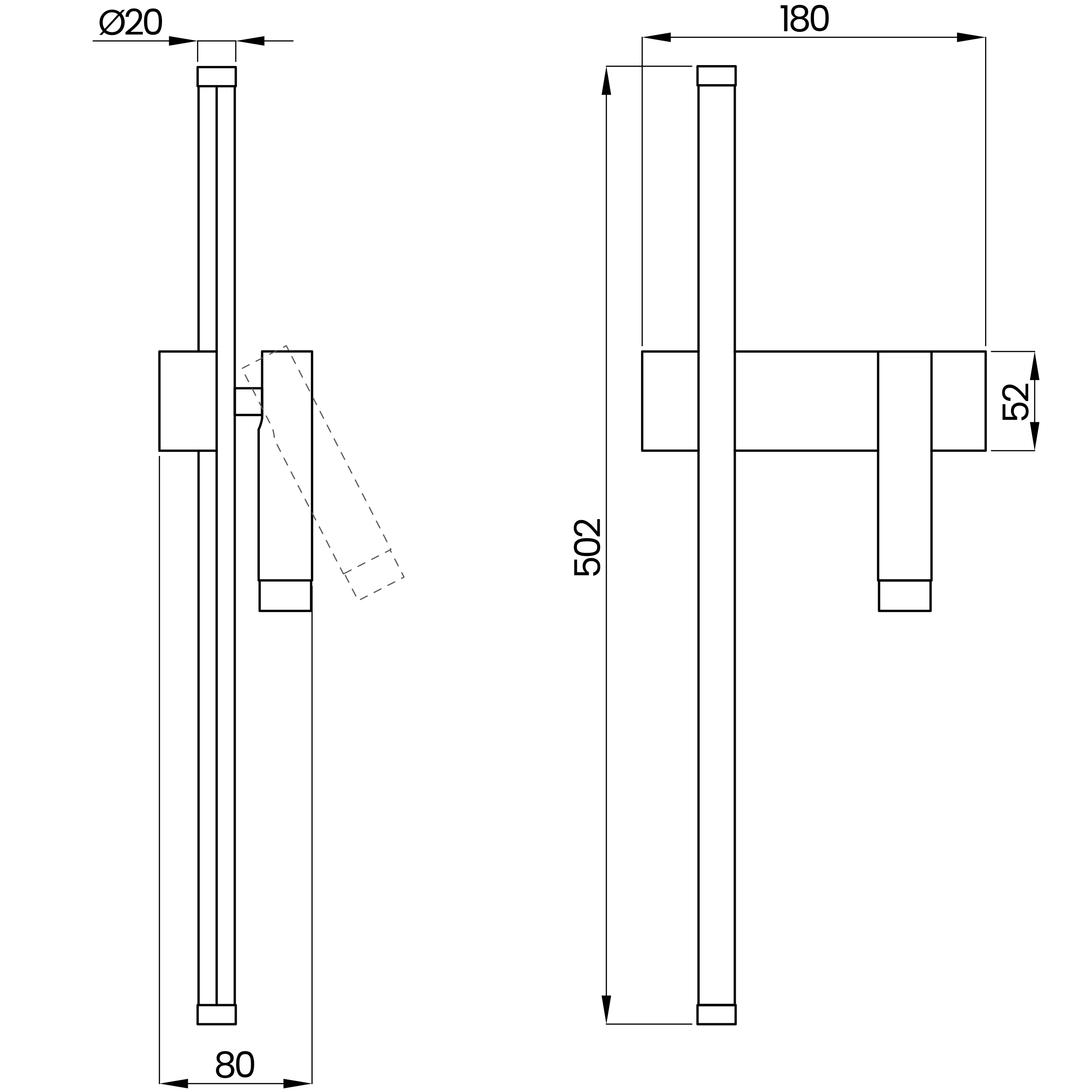Desenho técnico cotado da arandela, da Usina Design